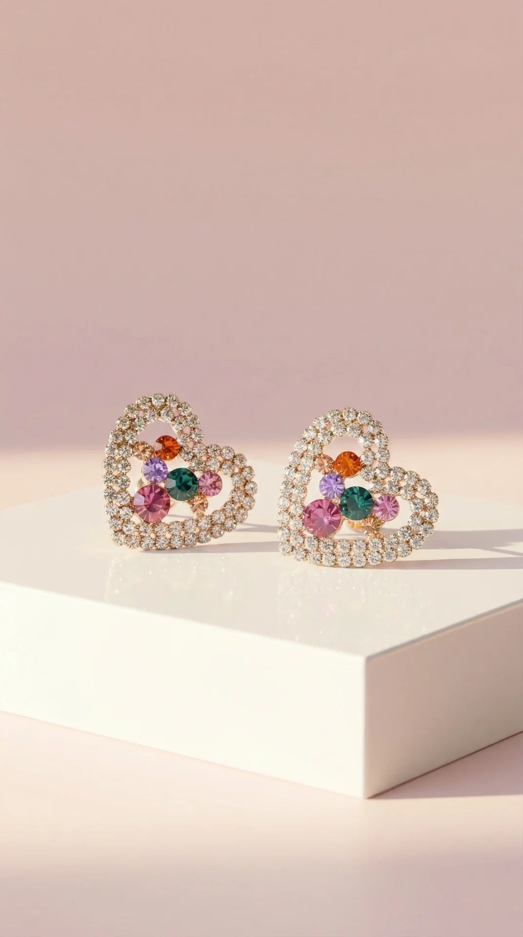 Sweetheart Crystal Non Pierced Clip On Earrings