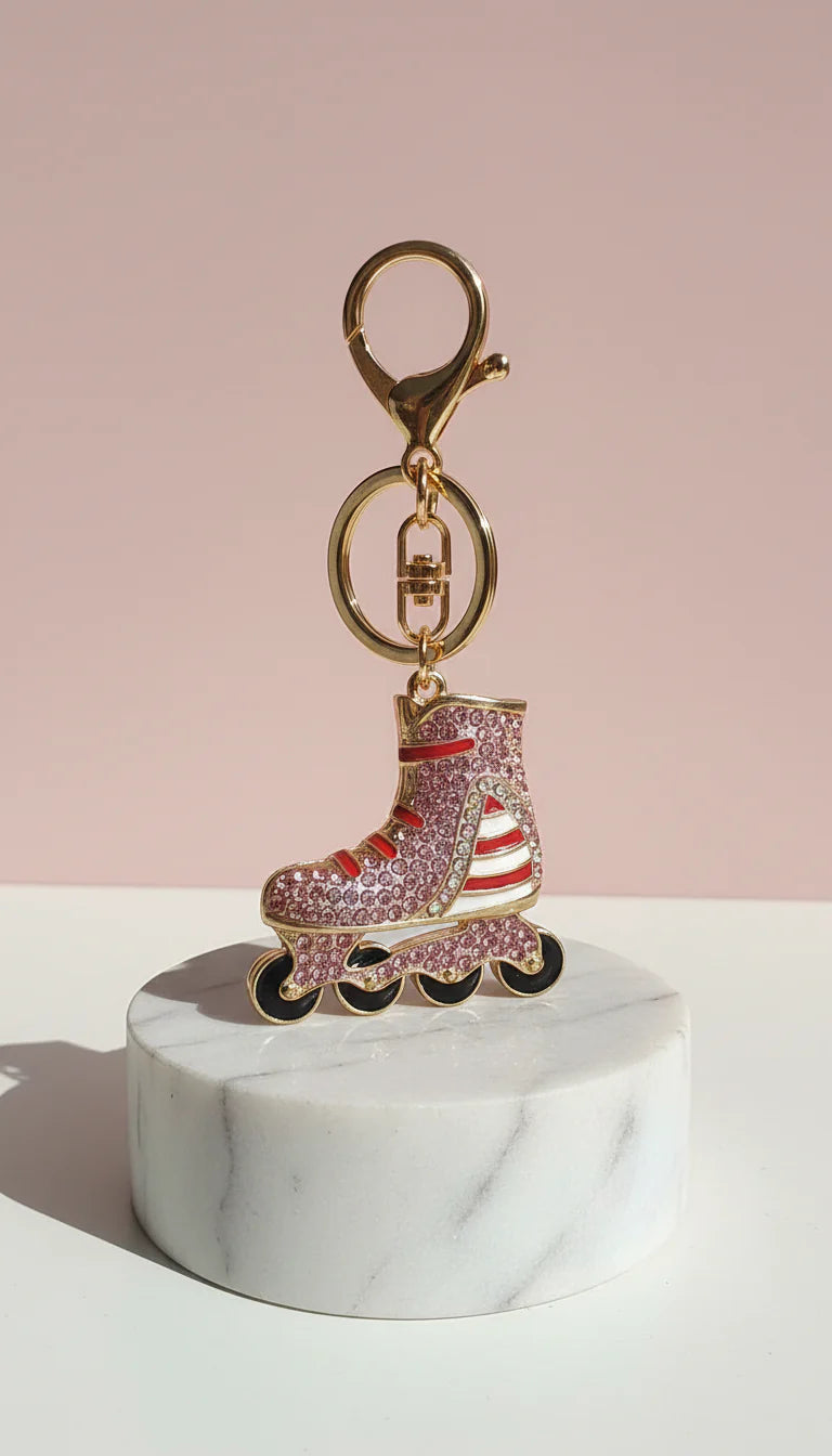 Roller Blade Crystal Key Ring & Bag Charm