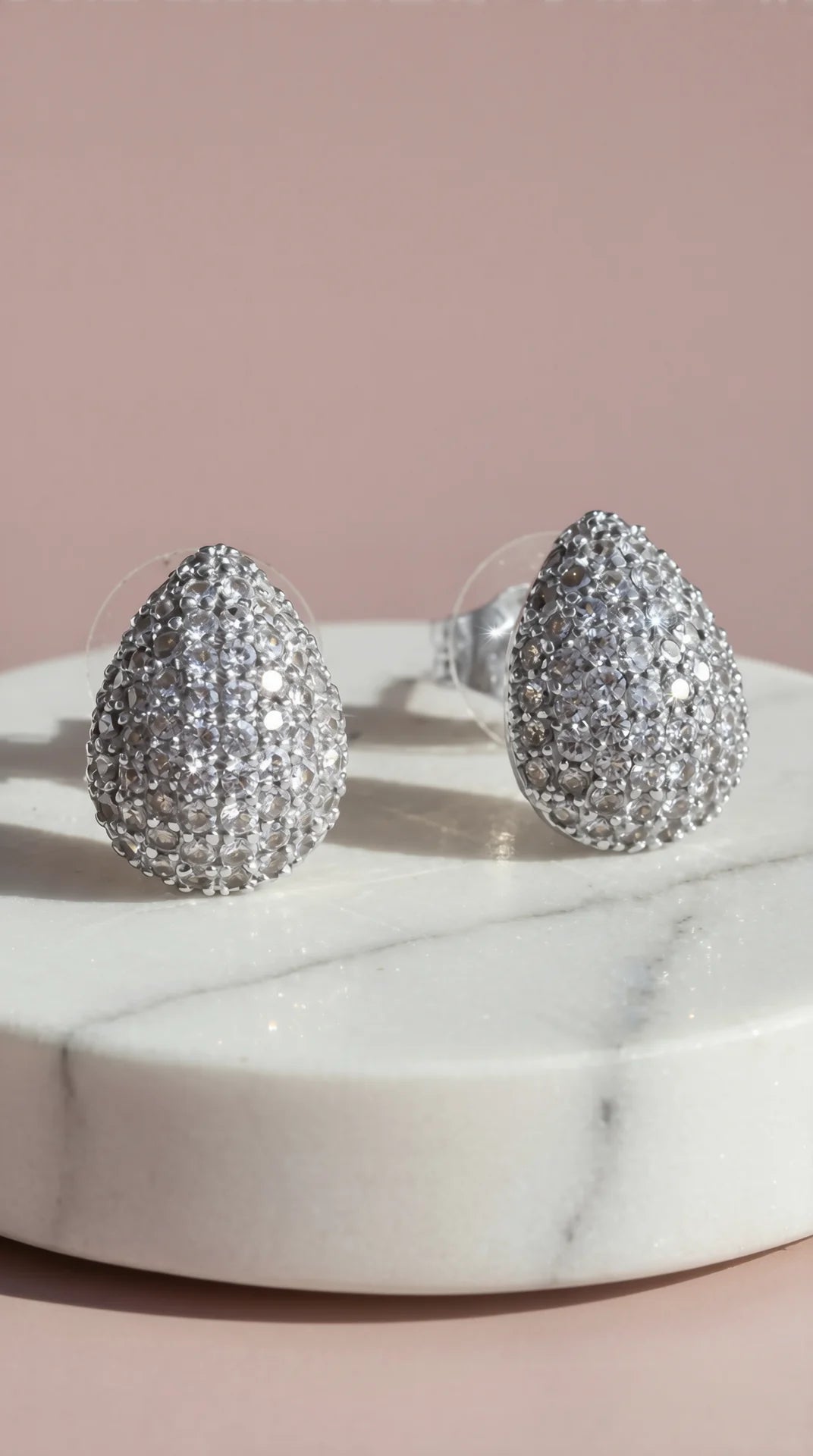 Tear Drop Crystal Pavé Stud Earrings