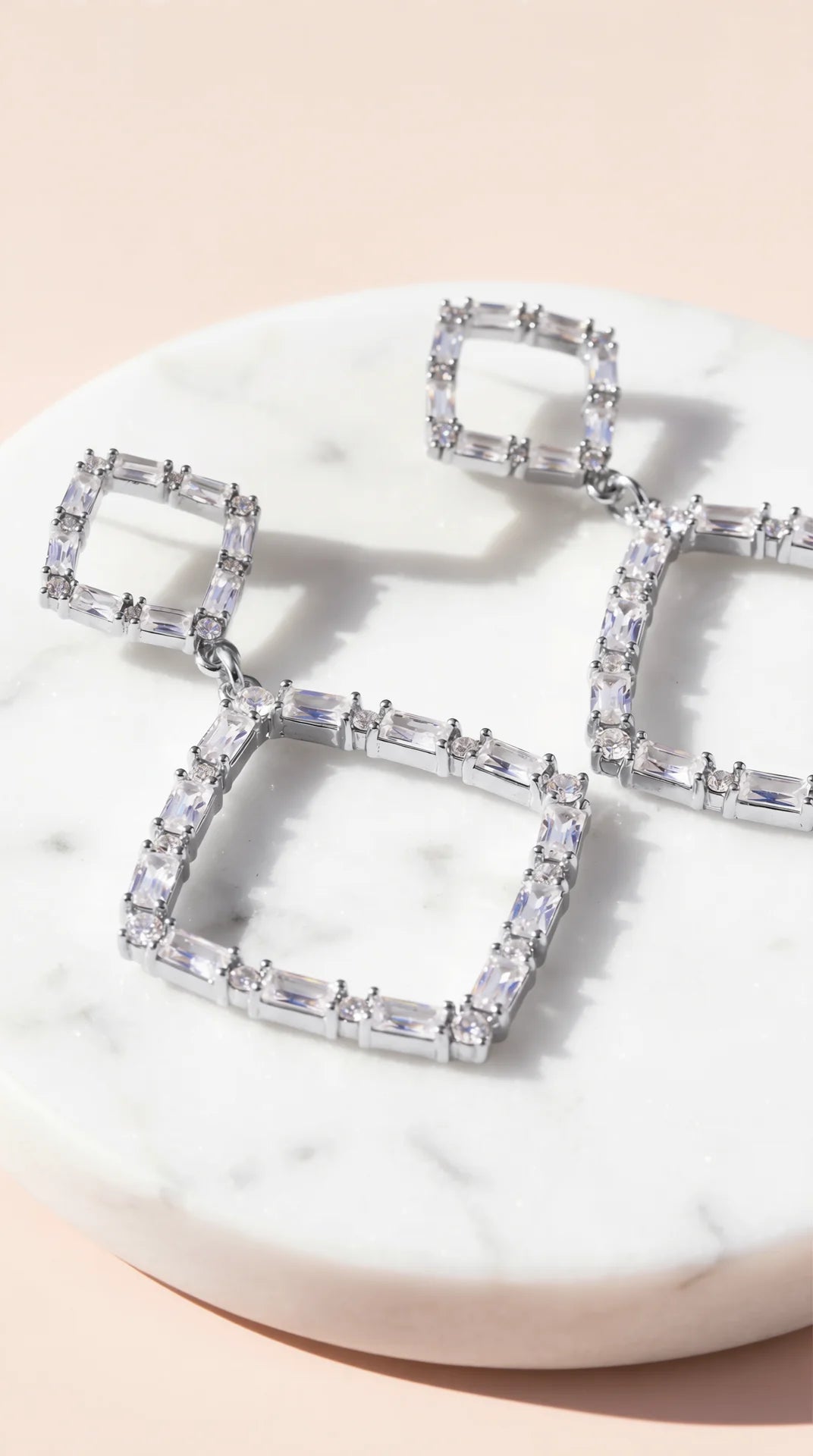Square Layered Crystal Drop & Dangle Earrings