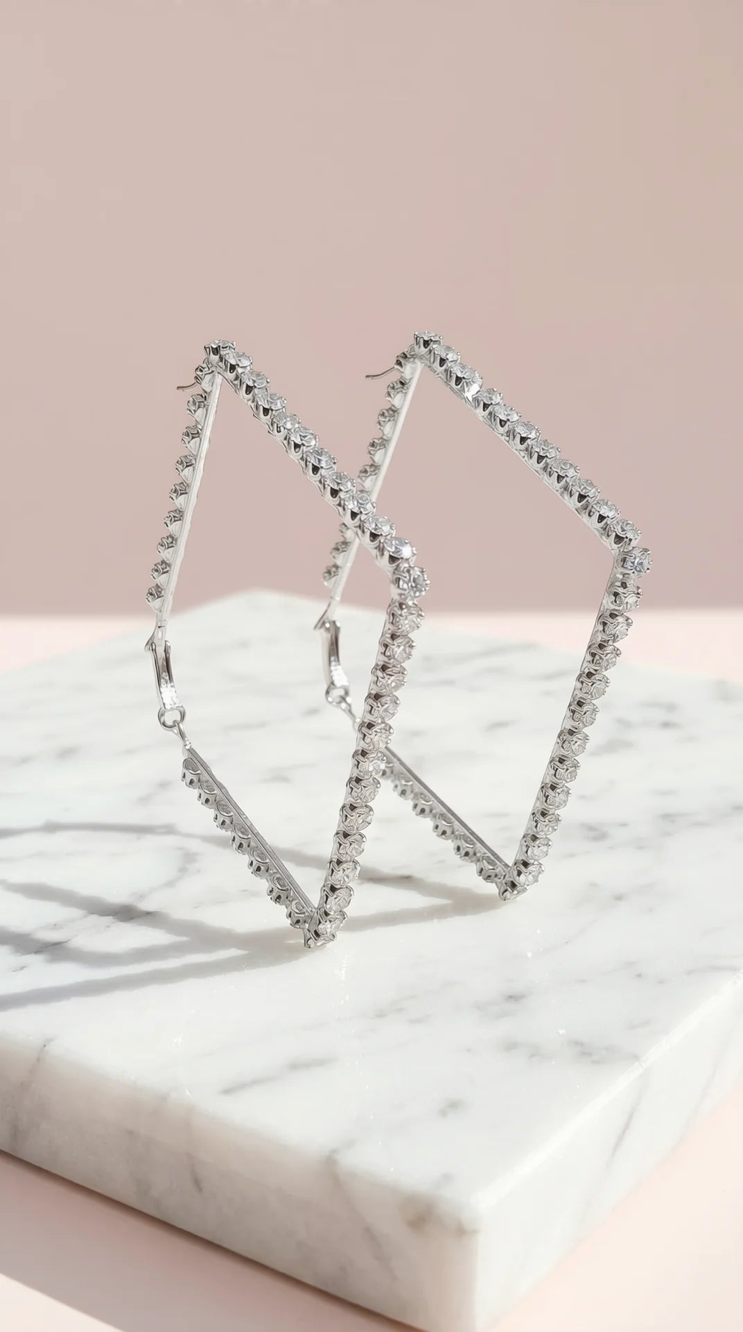 Square Crystal Classic Hoop Earrings