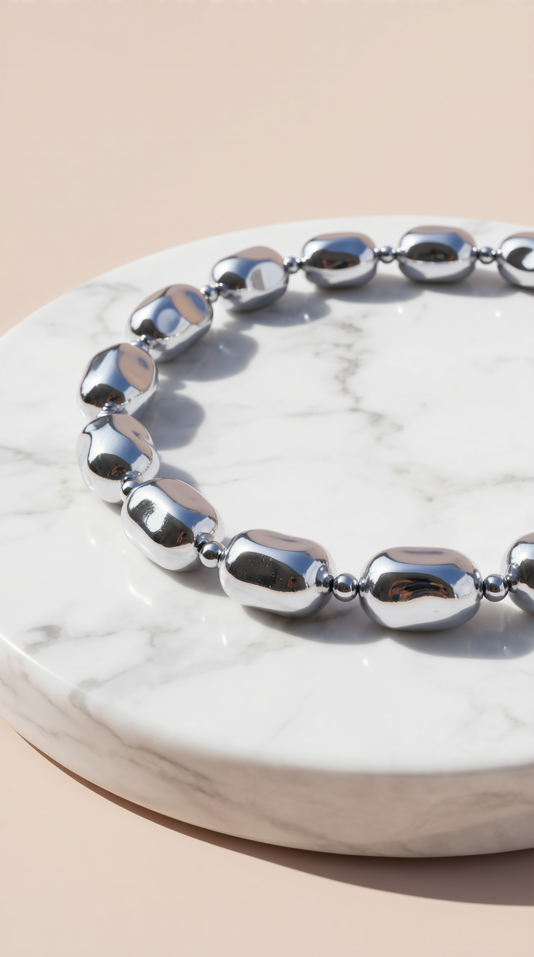 Metallic Pebble Link Chain Necklace