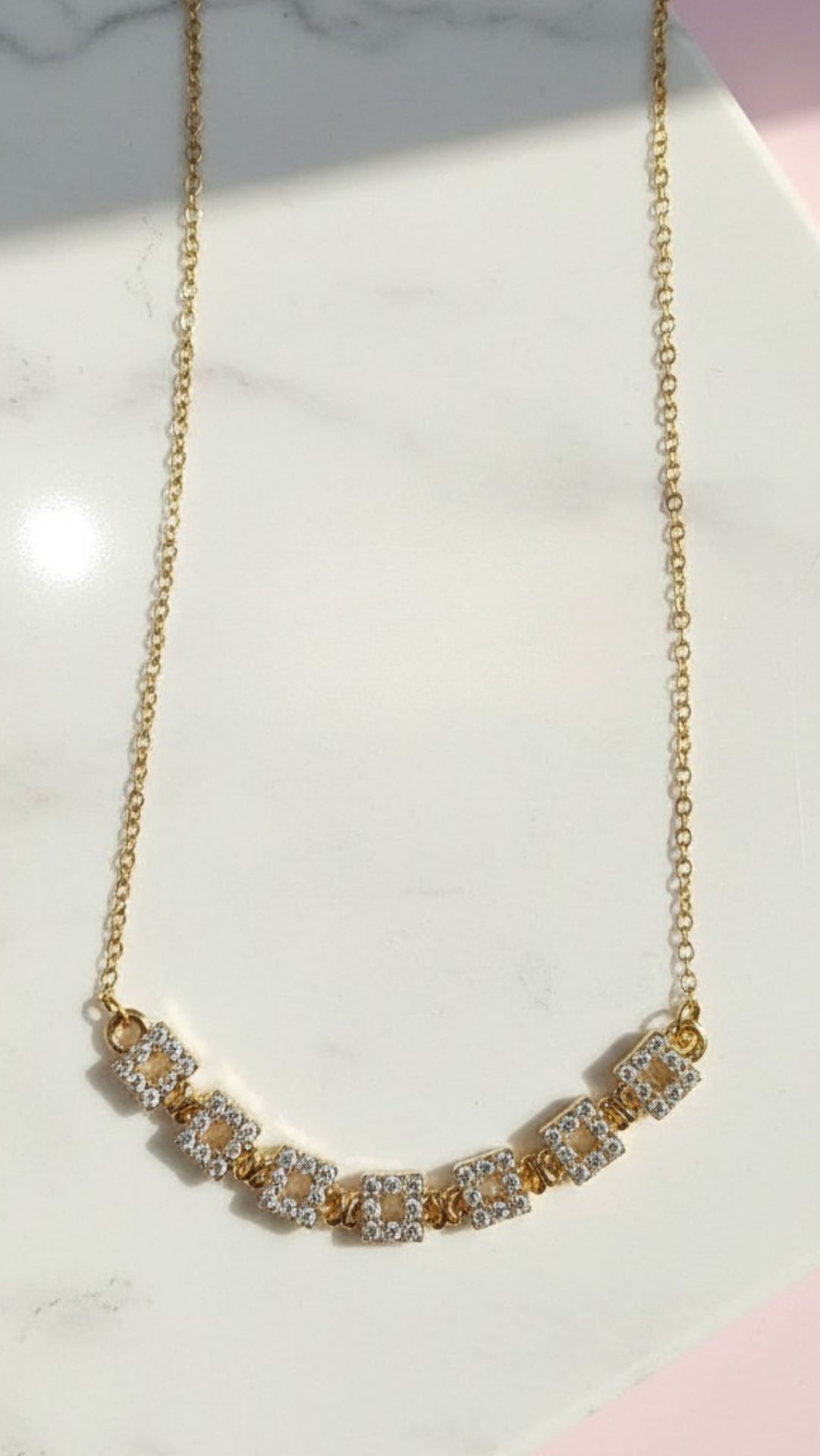 Crystal Five Link Pendant Necklace & Earring Set