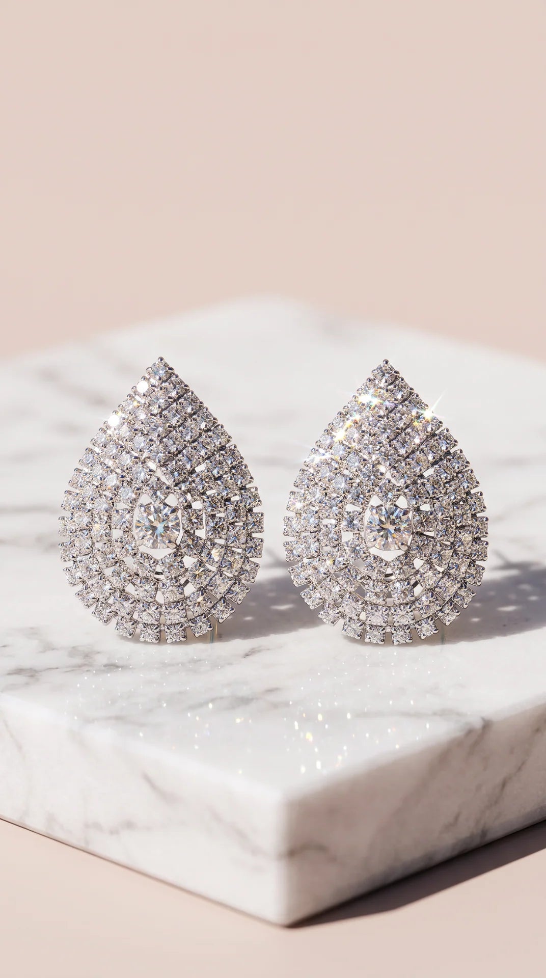 Pavé Crystal Teardrop Statement Stud Earrings