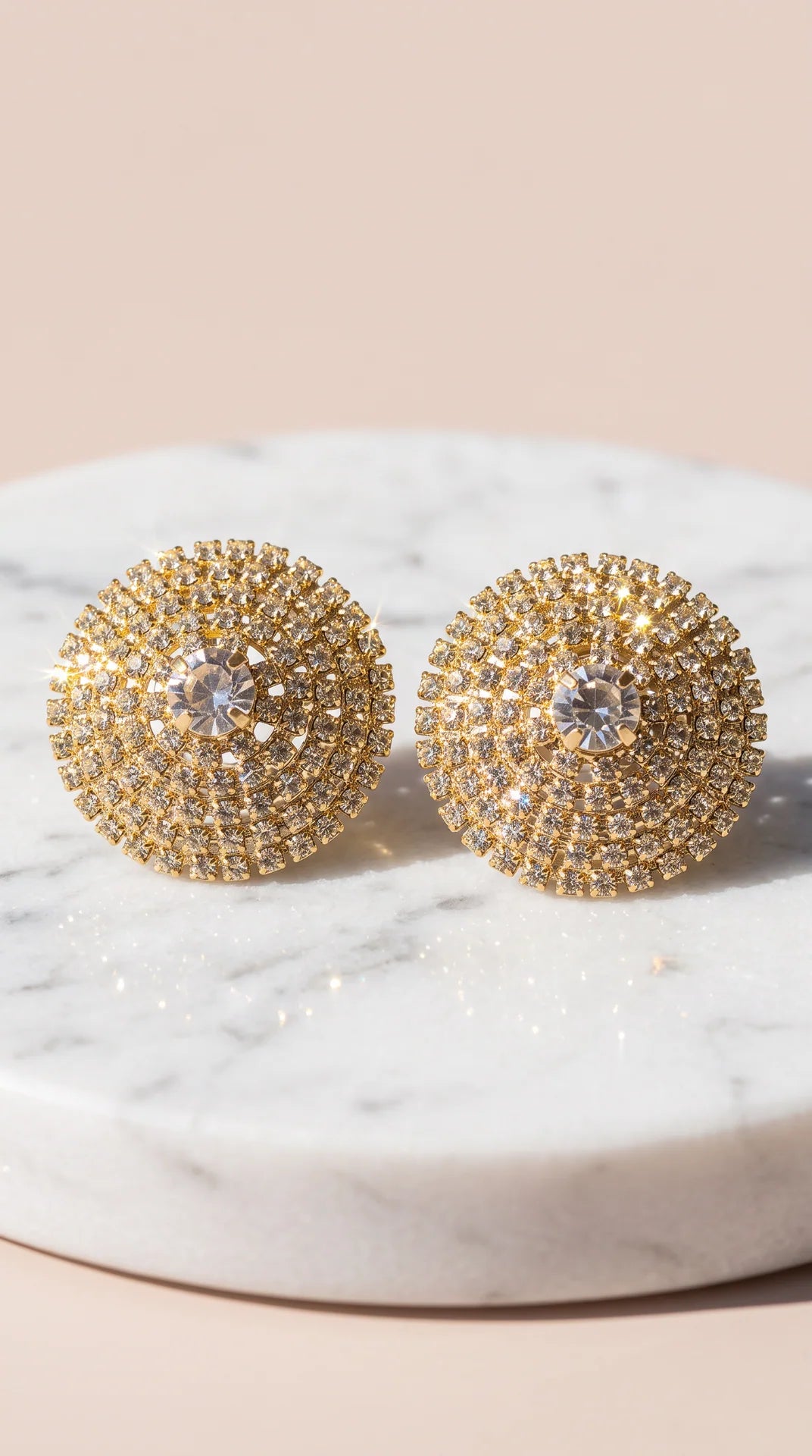 Concentric Pavé Crystal Dome Cluster Stud Earrings
