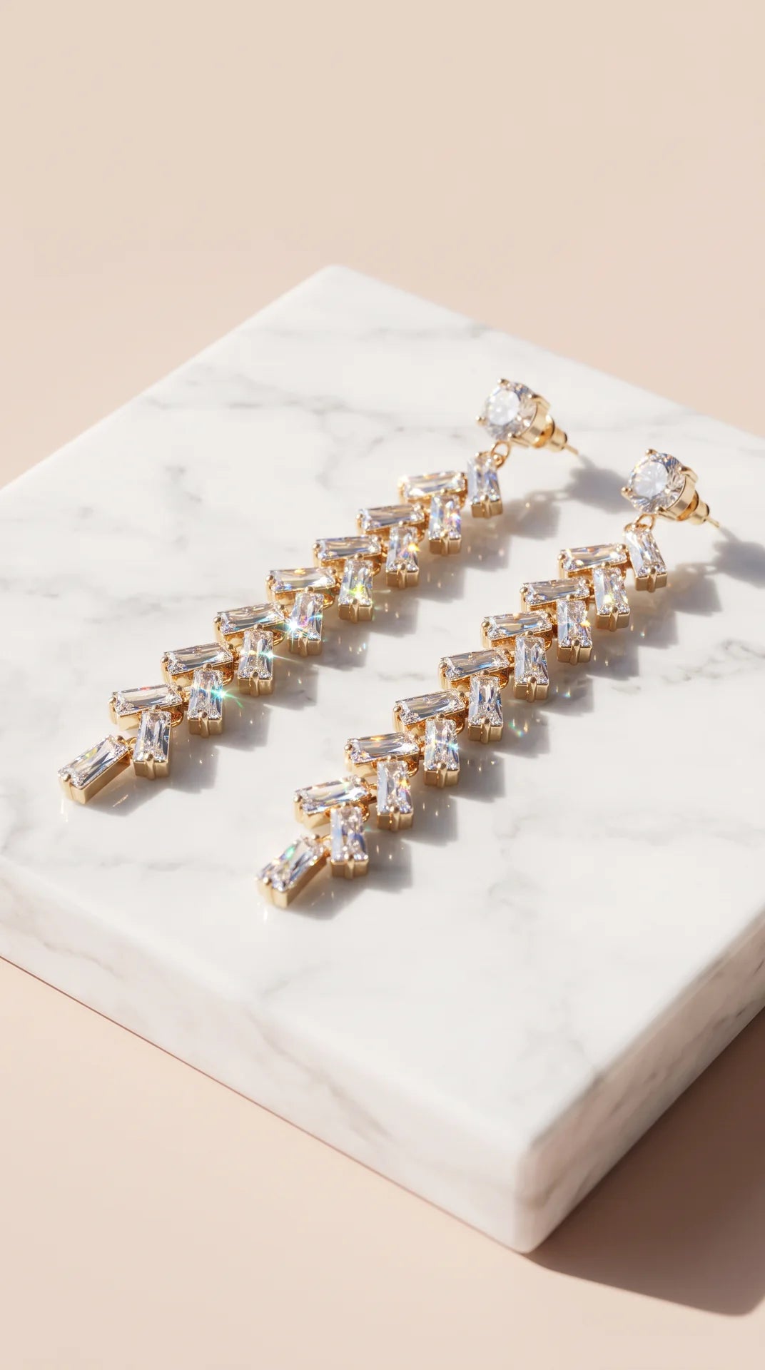 Baguette Cut Crystal Drop & Dangle Statement Earrings