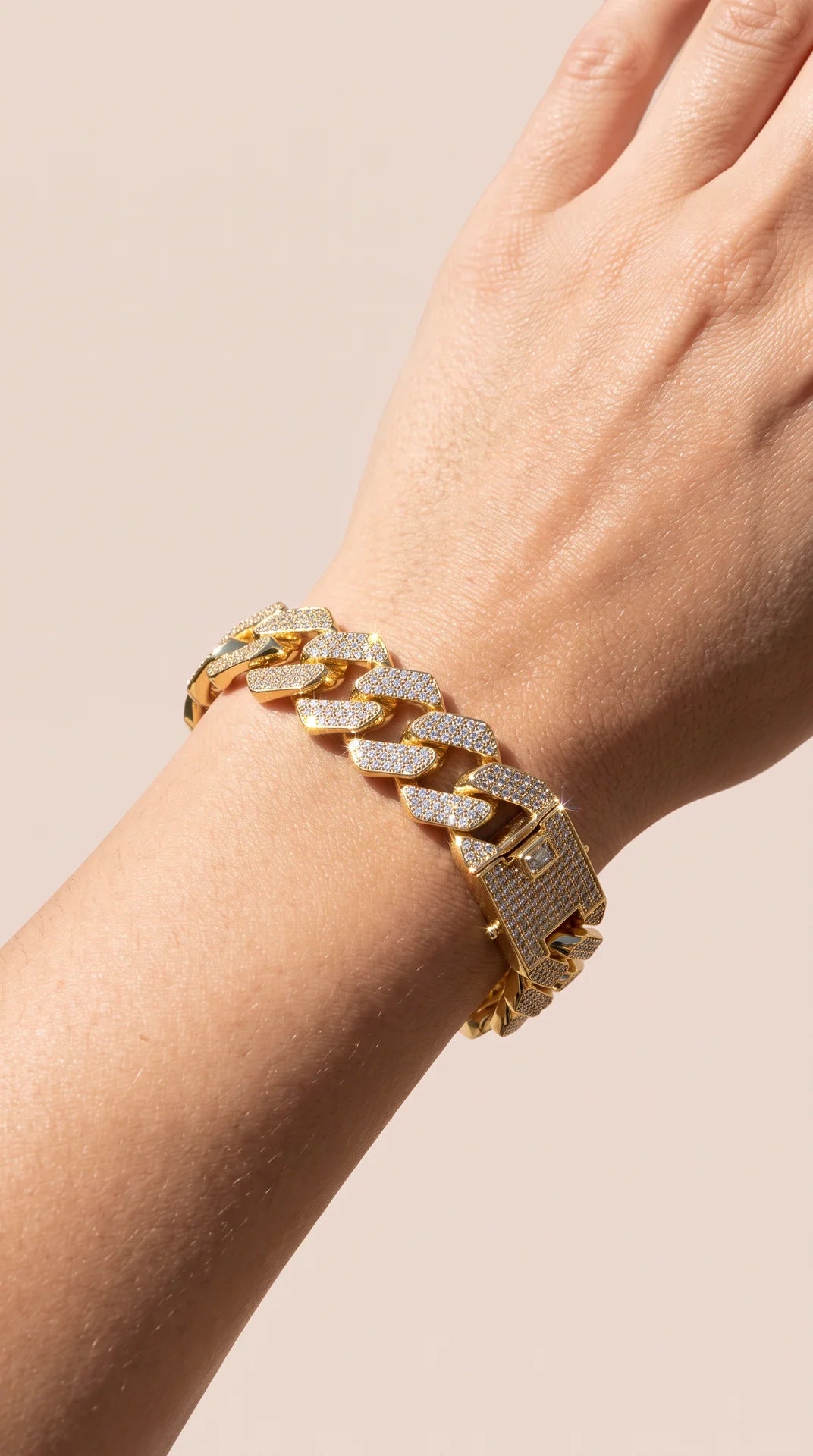 Paved Cuban Link Bracelet with Square Clasp