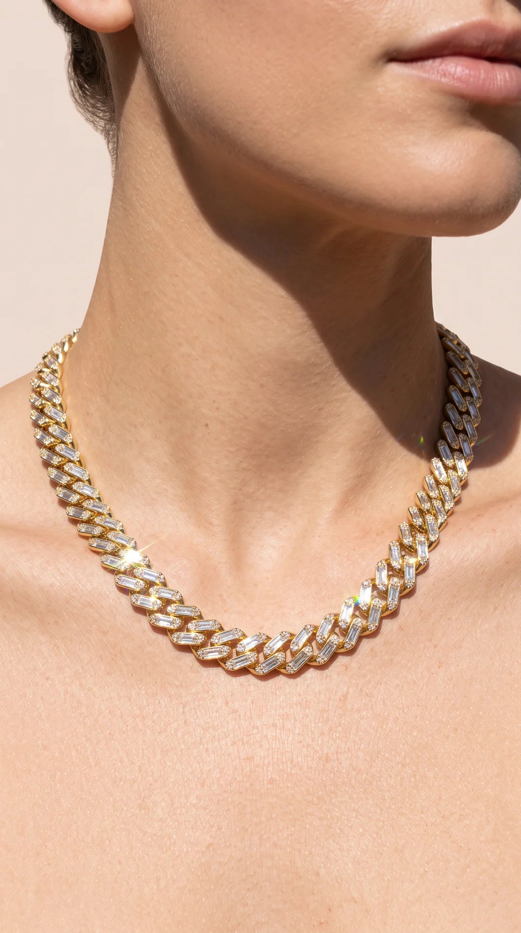 Unisex Crystal Cuban Link Necklace