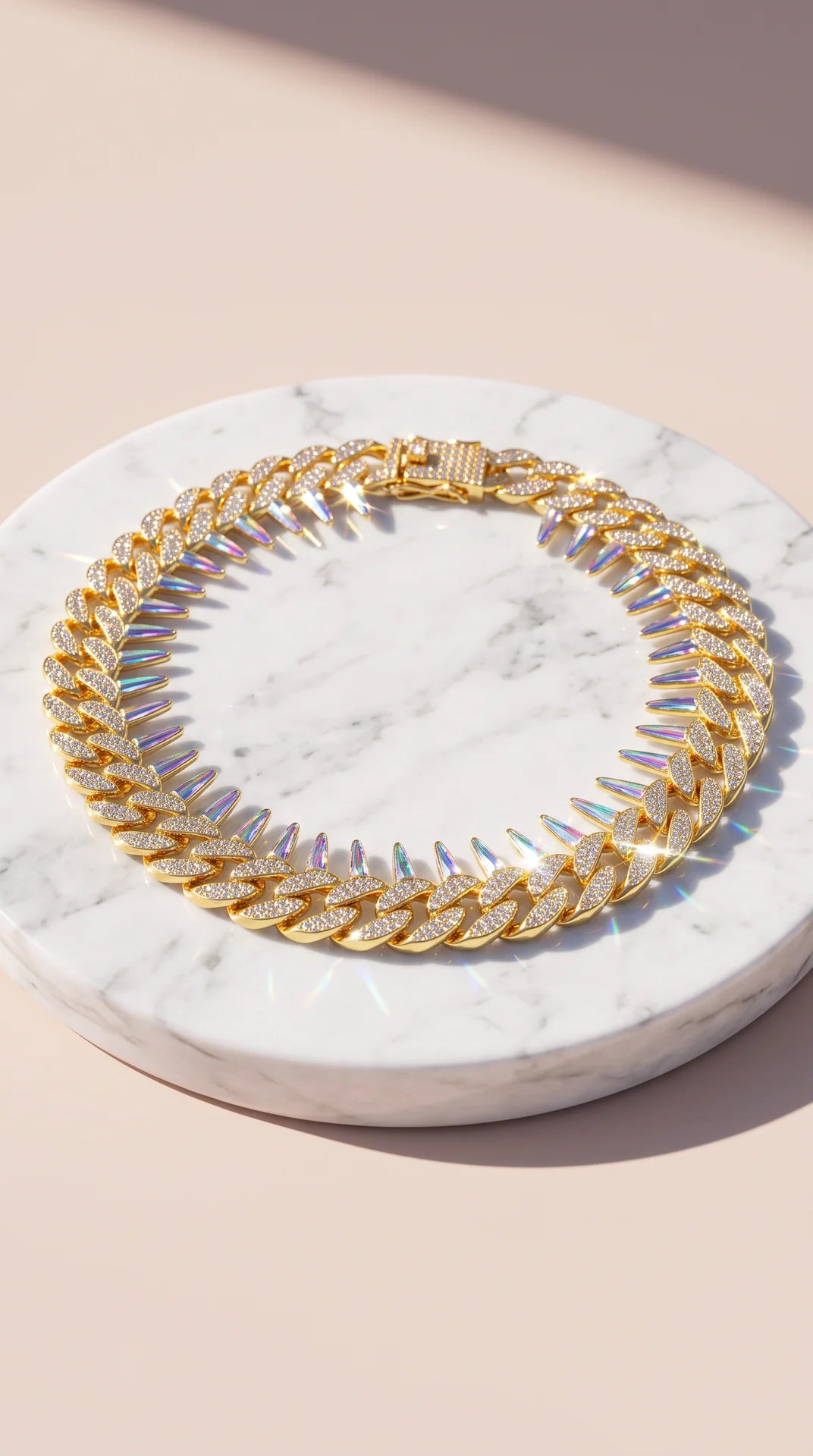 Pavé Link Thorn Spike Curb Chain Necklace