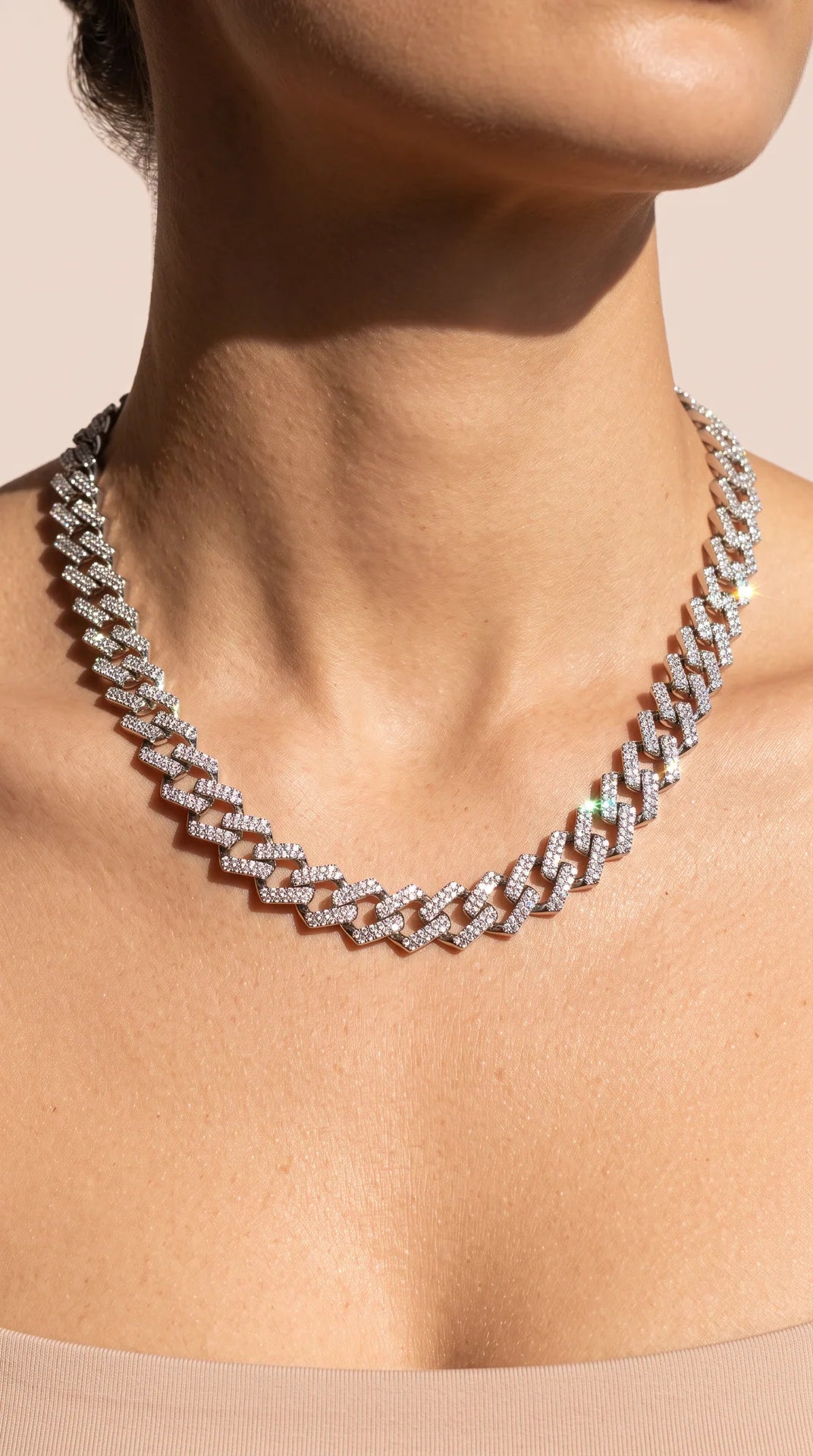 Pavé Cuban Link Curb Chain Necklace