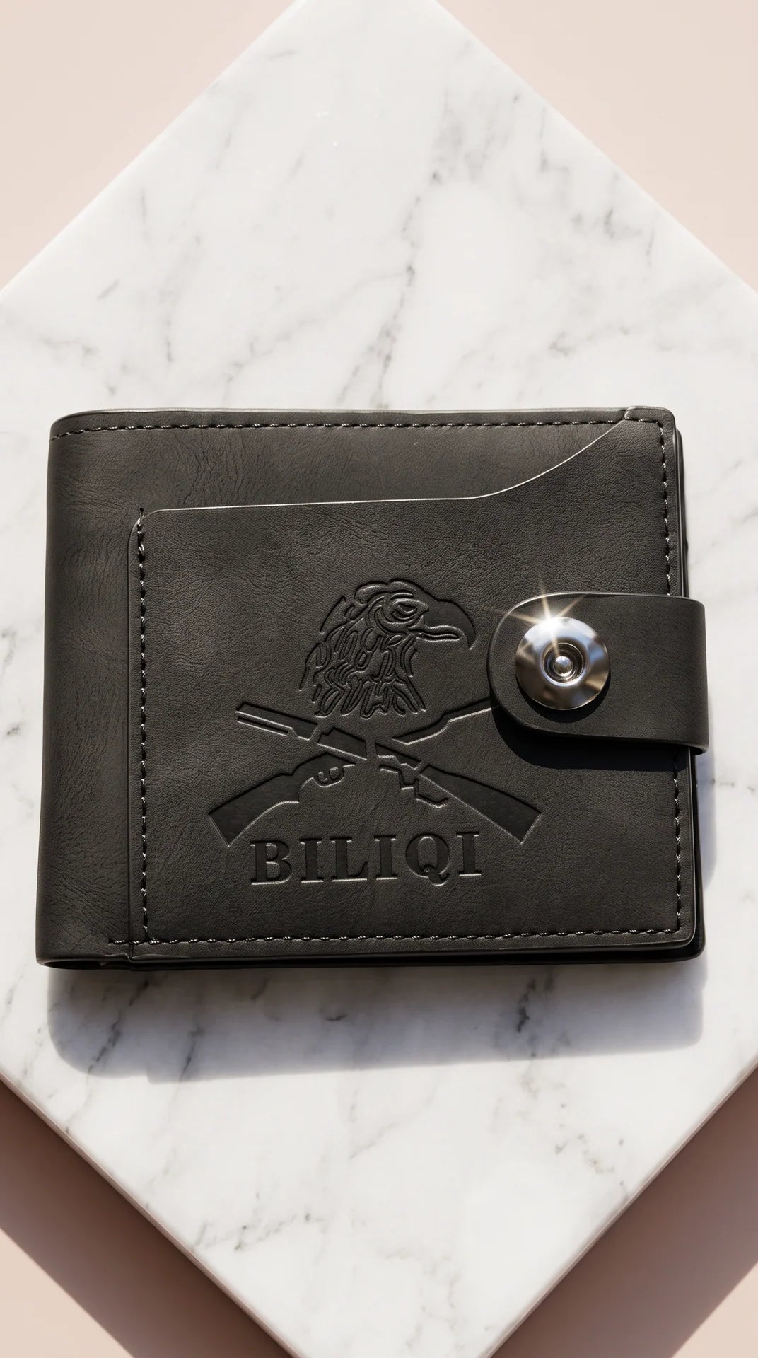 Men's Embossed Eagle Motif Bifold Pocket Wallet