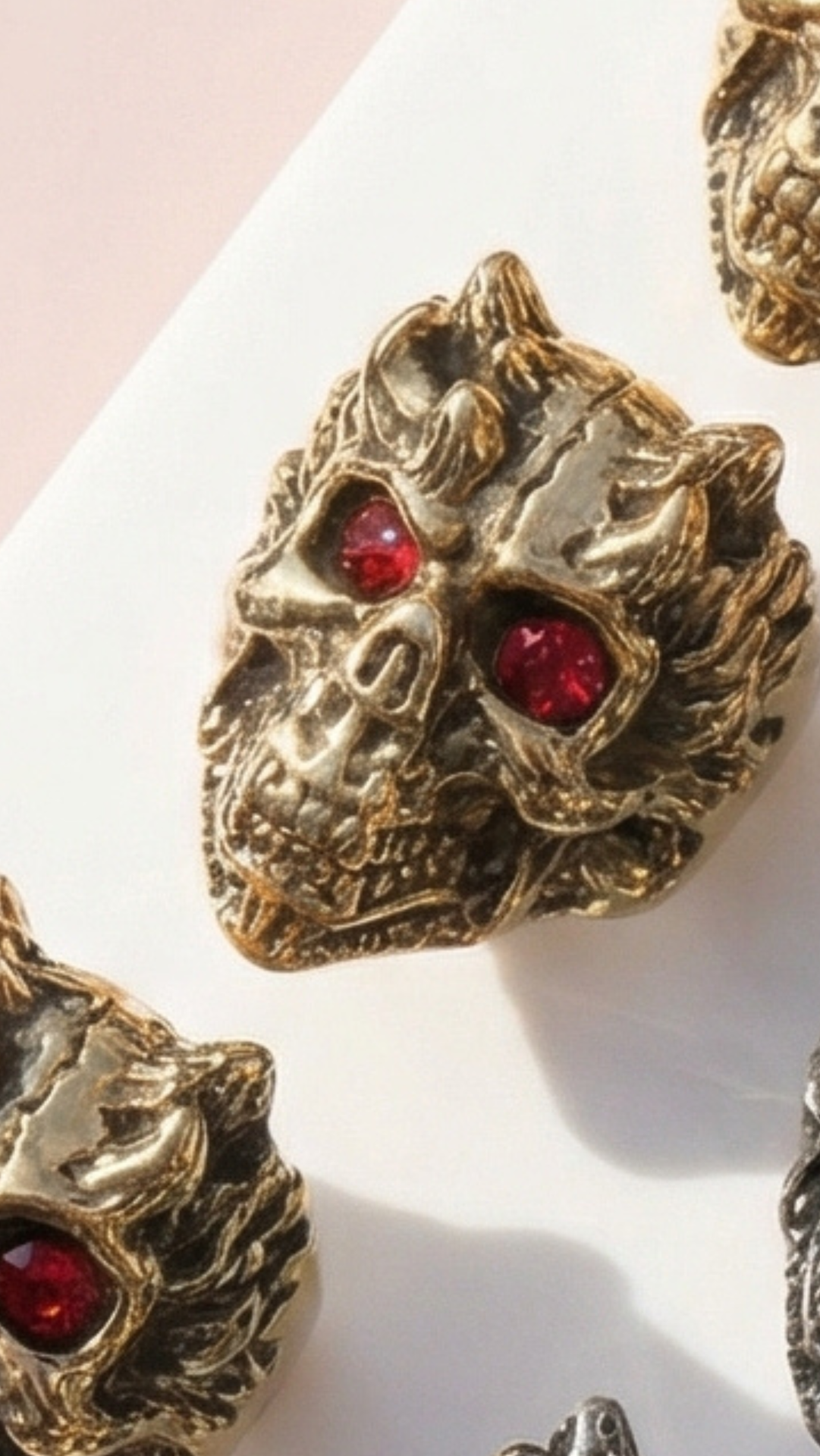 Waterproof Stainless Steel Men's Red Crystal Monkey Skull Biker Ring