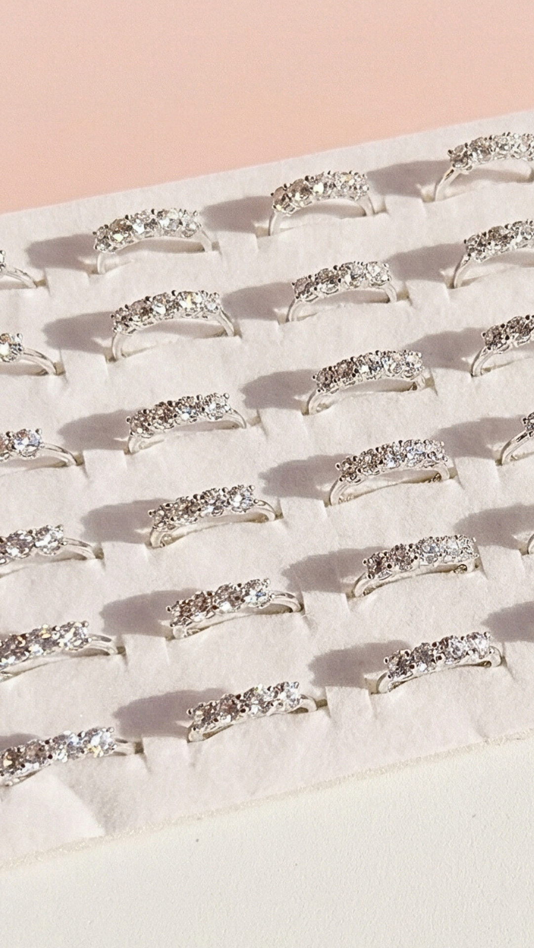 Free Size Round Cut Crystal Stacking Rings Box set of 36