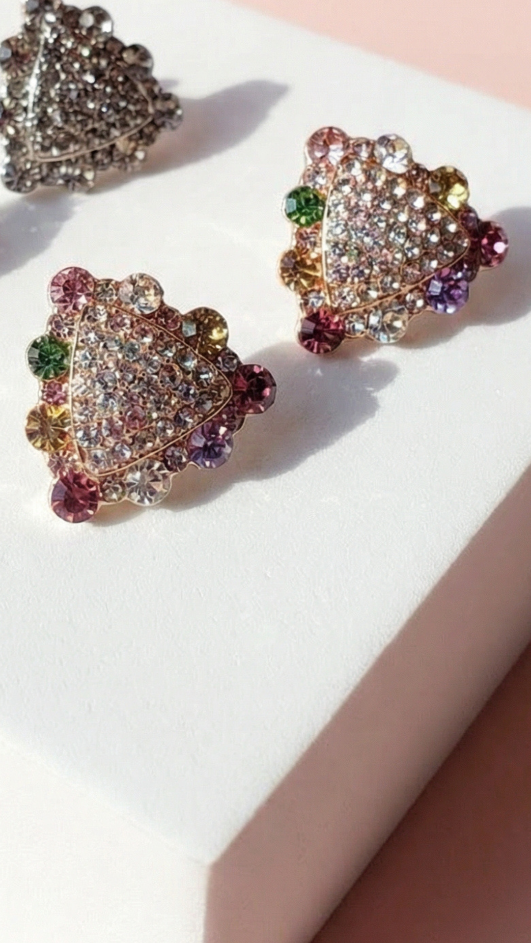 Geometric Crystal Non Pierced Clip On Earrings