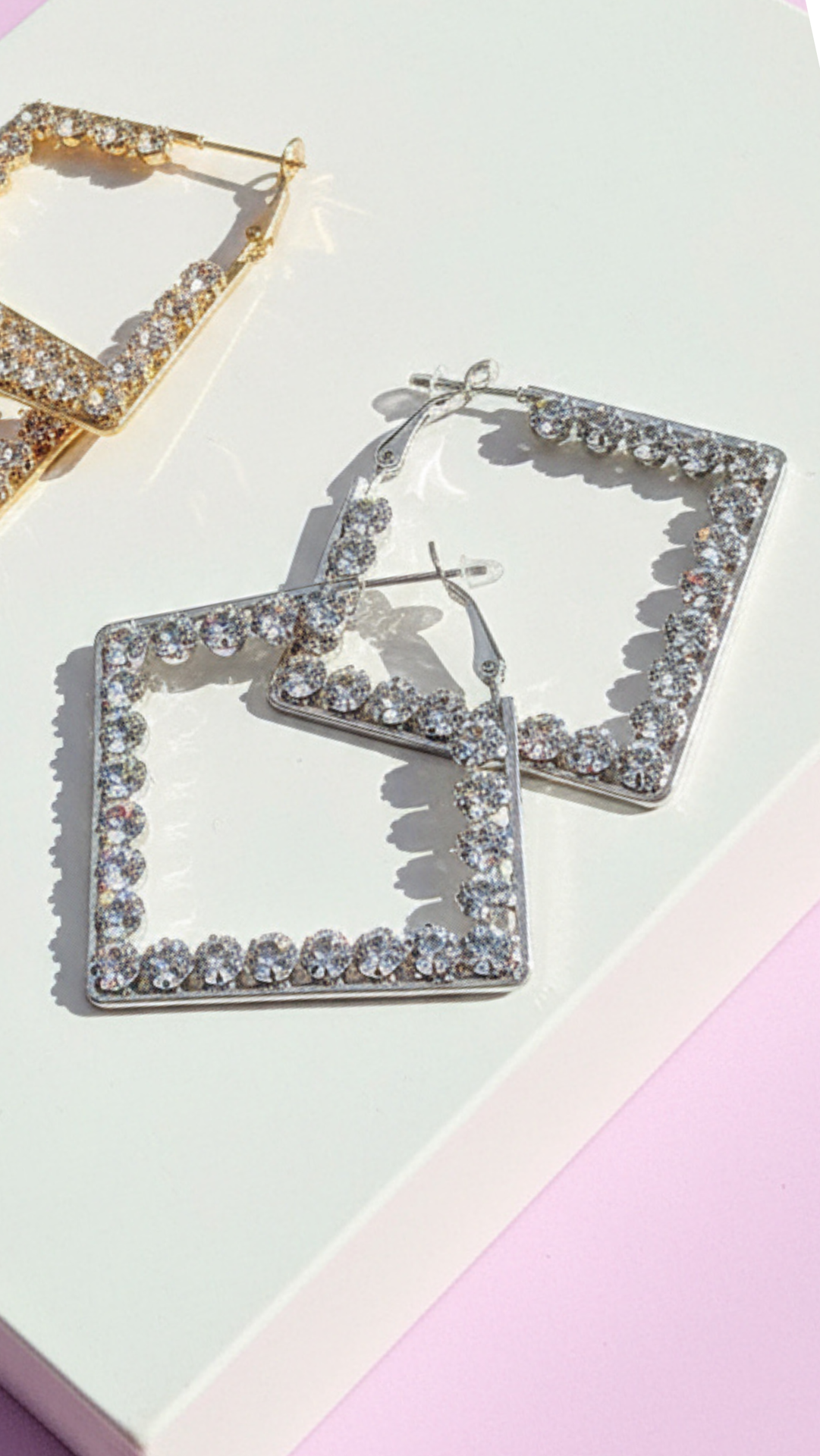 Square Crystal Hoop Earrings