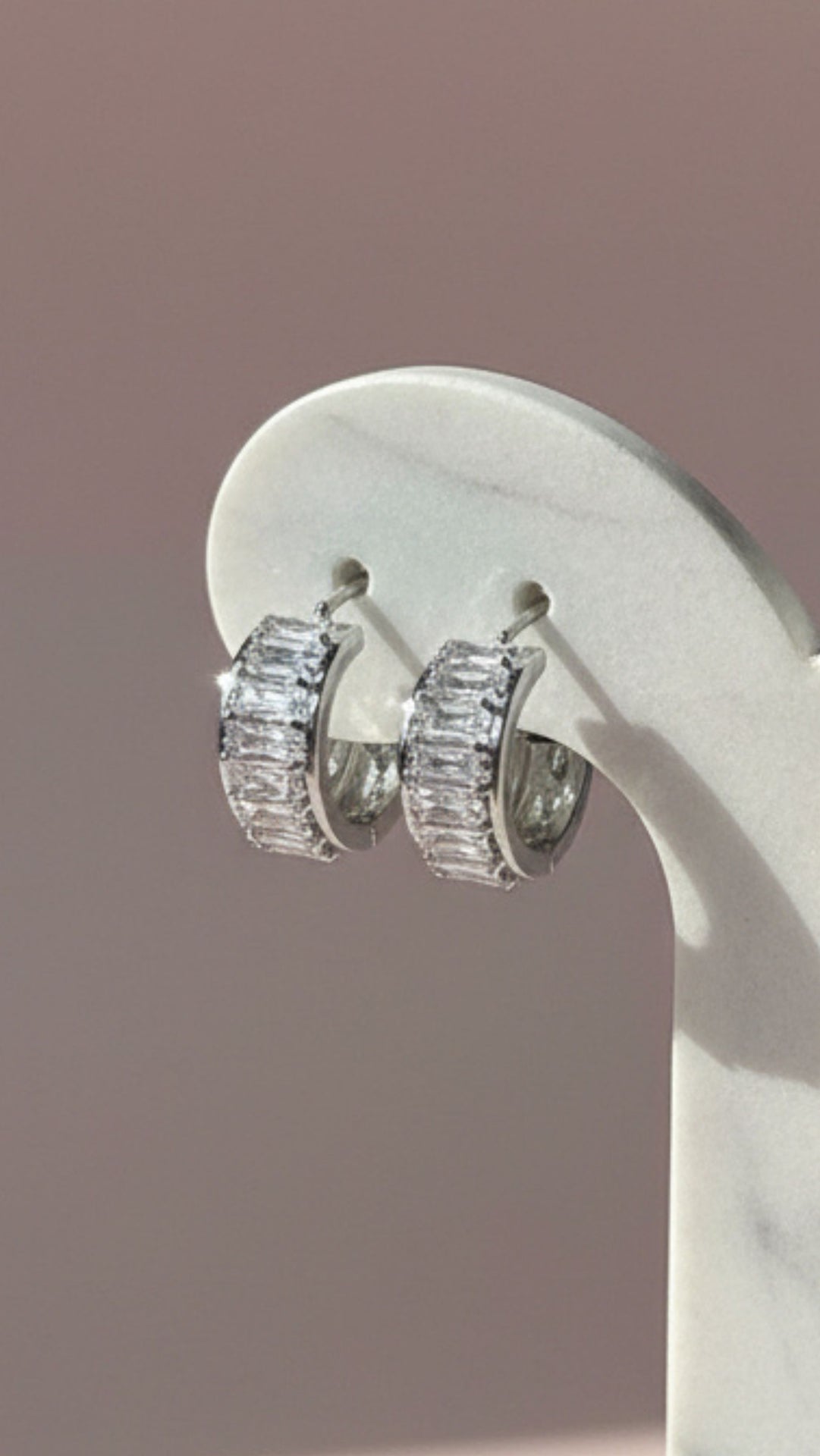 Half Crystal Huggie Stud Earrings