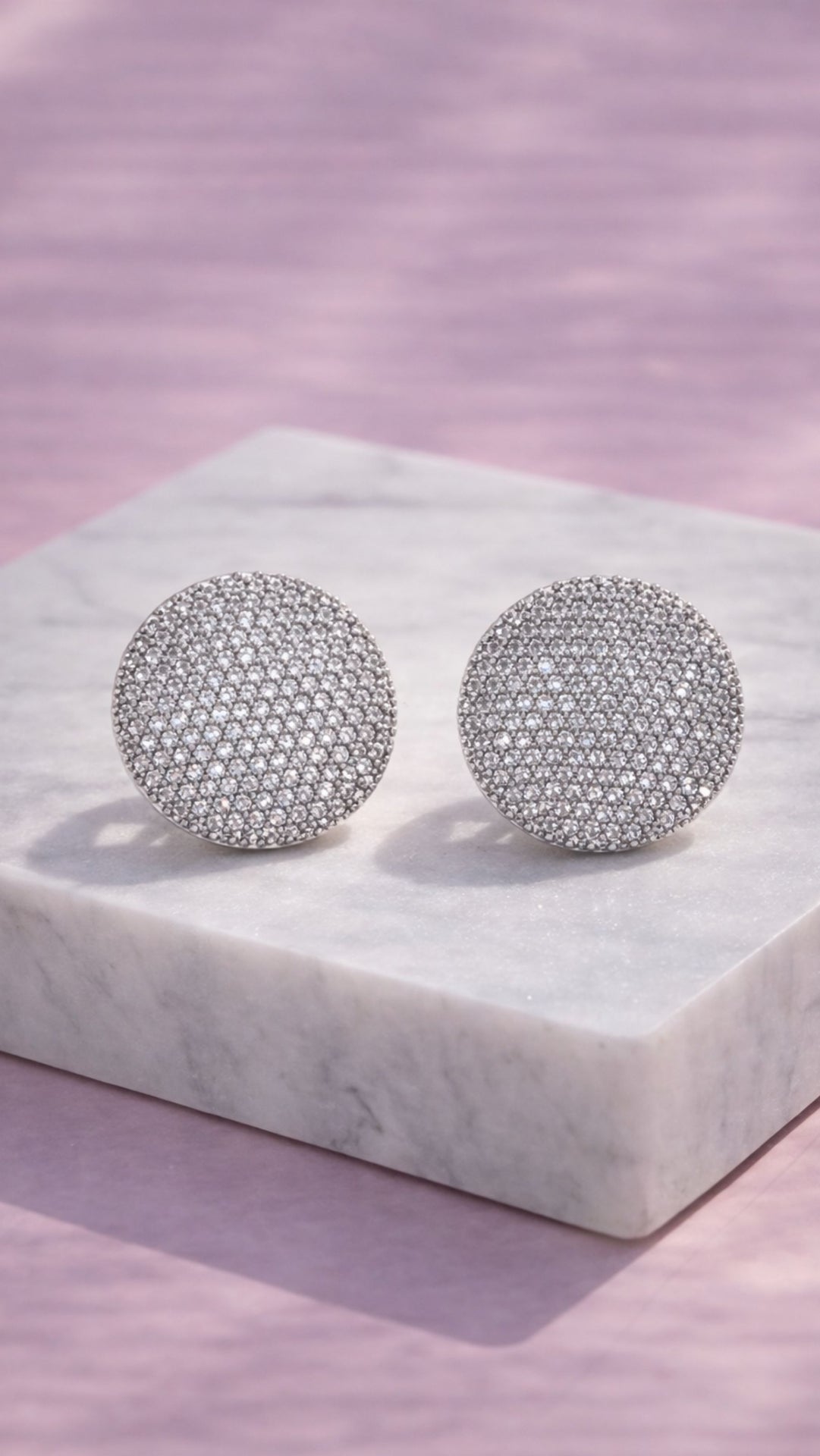 Curved Round Pavé Crystal Stud Earrings