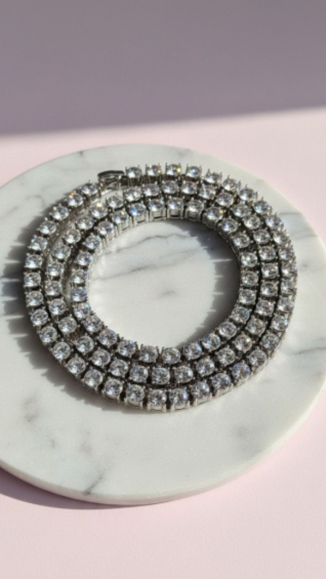 Stainless Steel Gold Plated Crystal Tennis Necklace Chain