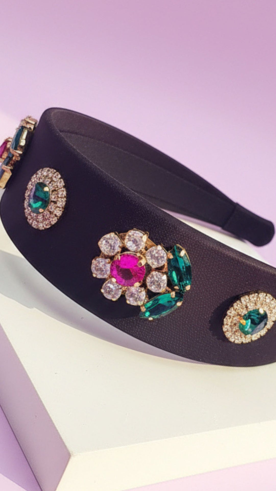 Flower Crystal Black Hair band