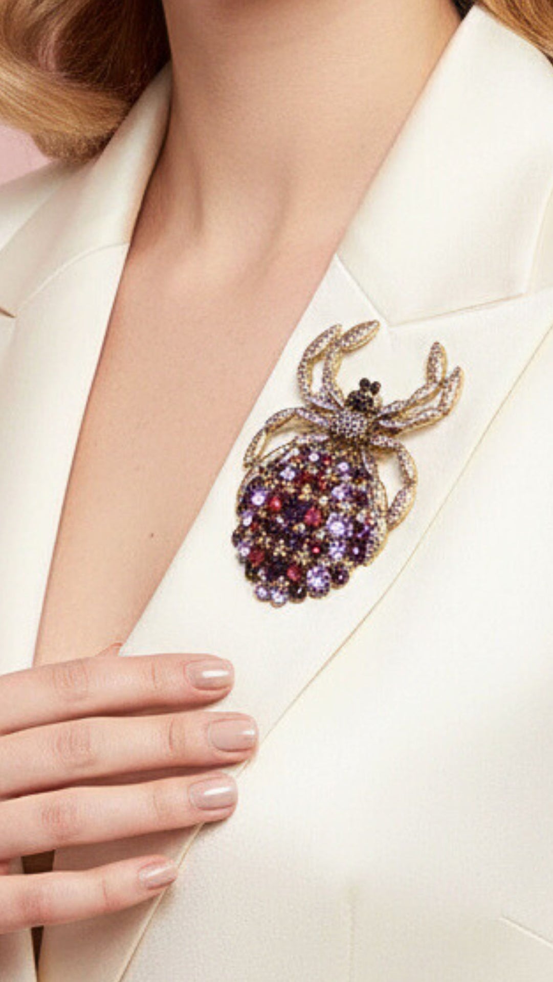 Giant Spider Purple Crystal Brooch Pin