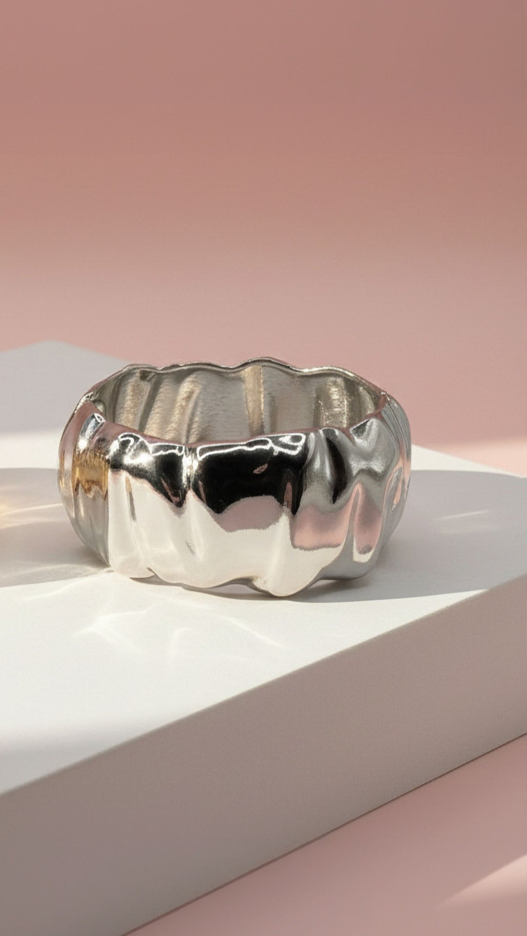 Chunky Melted Ripple Statement Cuff Bangle