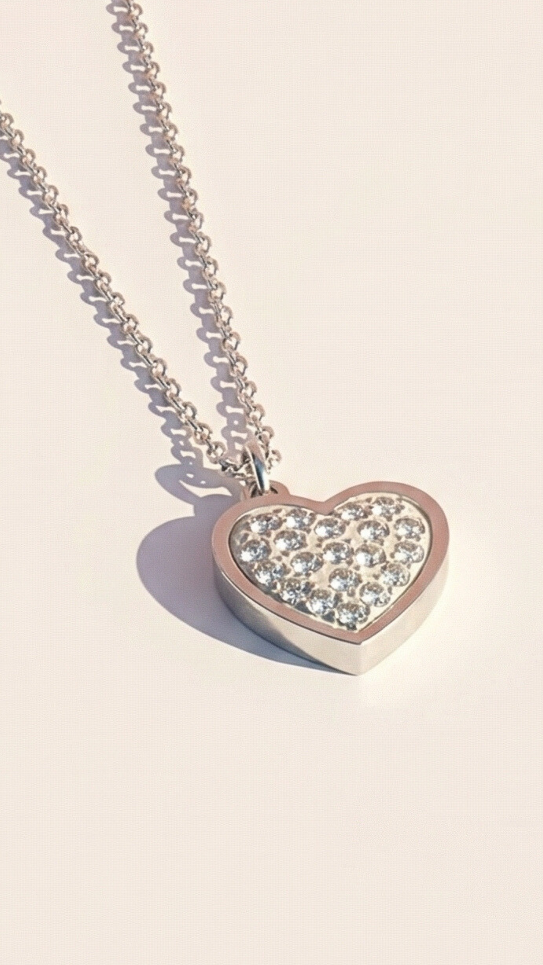 Pavé Heart Crystal Stainless Steel Gold Plated Pendant Necklace