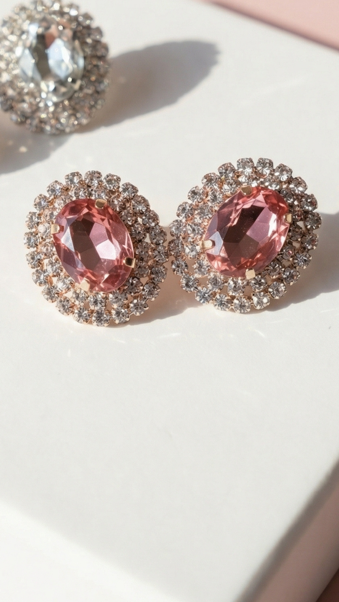 Oval Crystal Non Pierced Clip On Earrings