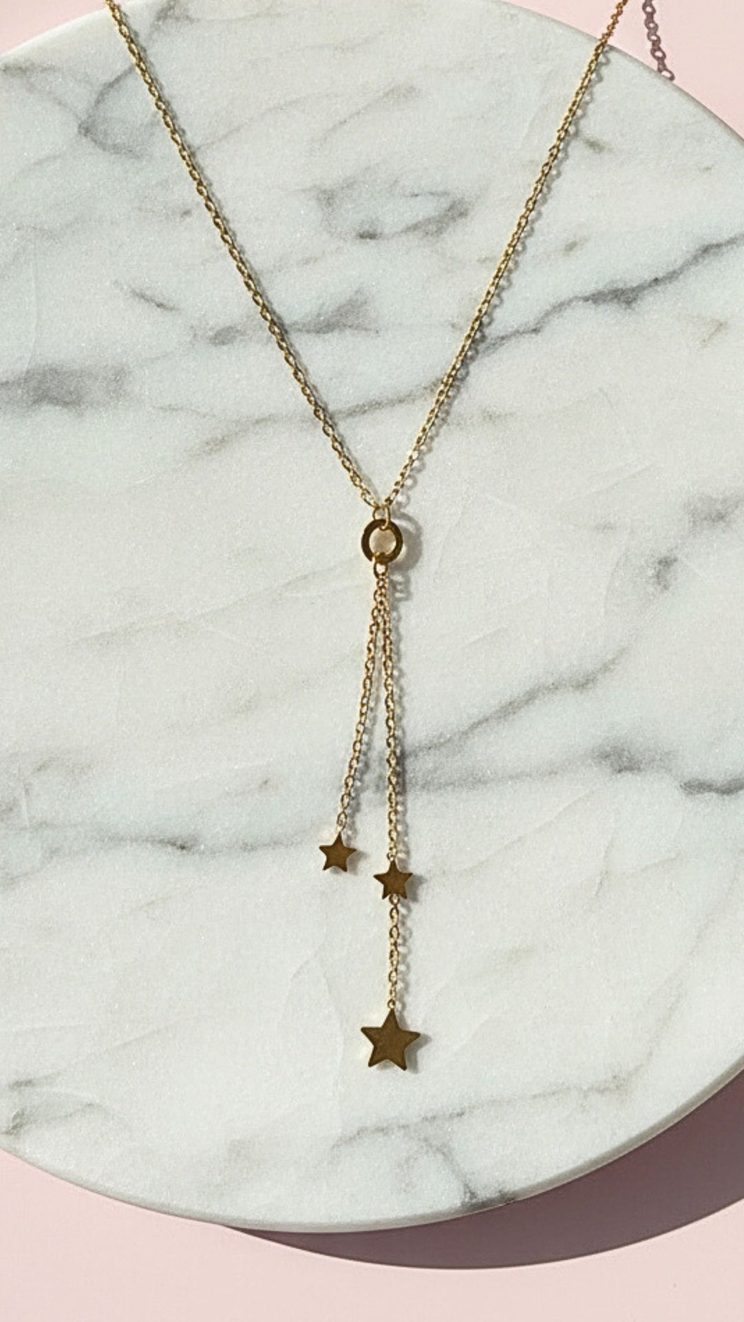 Layered Star Stainless Steel Gold Plated Pendant Necklace