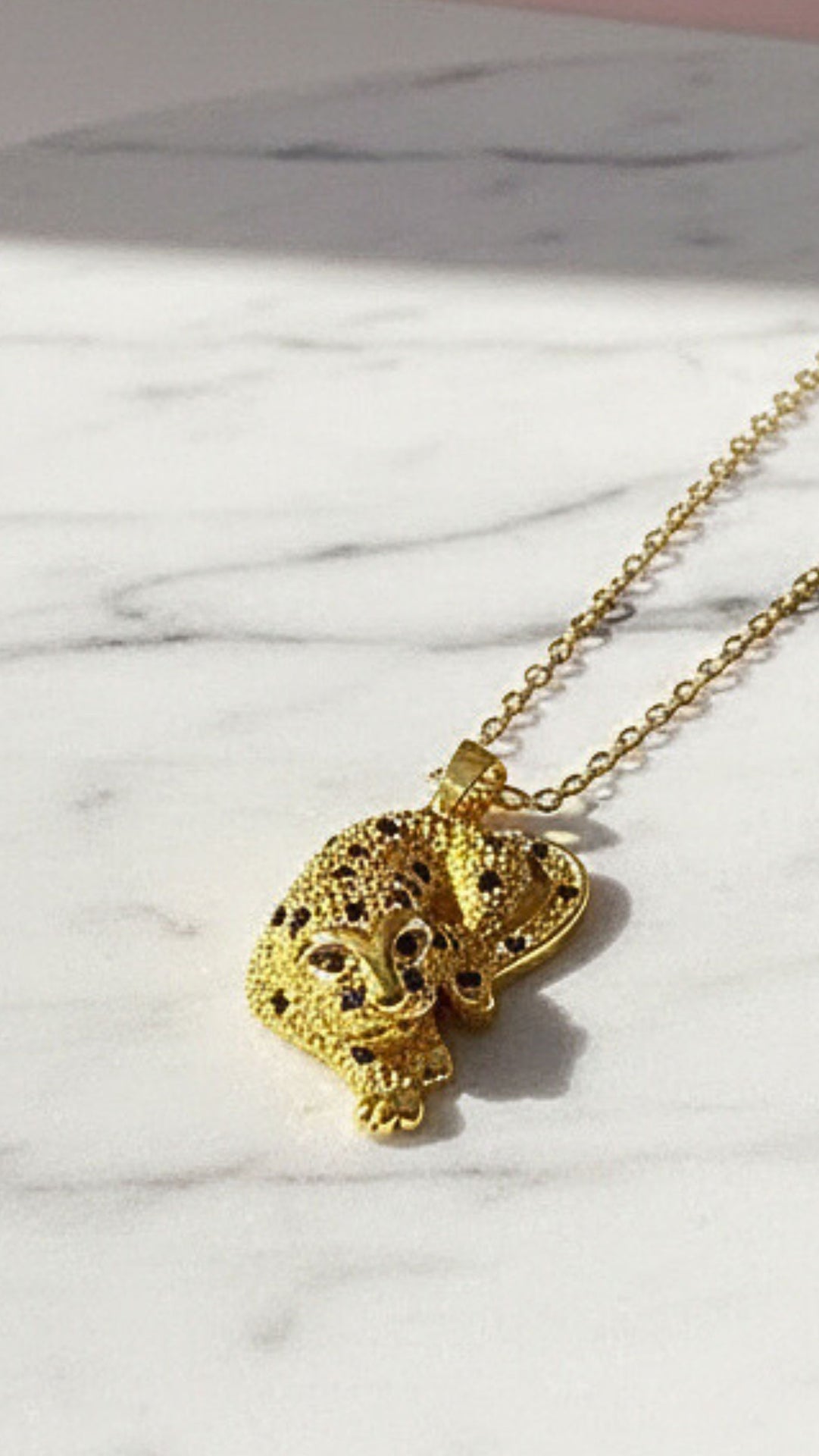 Gold Leopard Stainless Steel Gold Plated Pendant Necklace