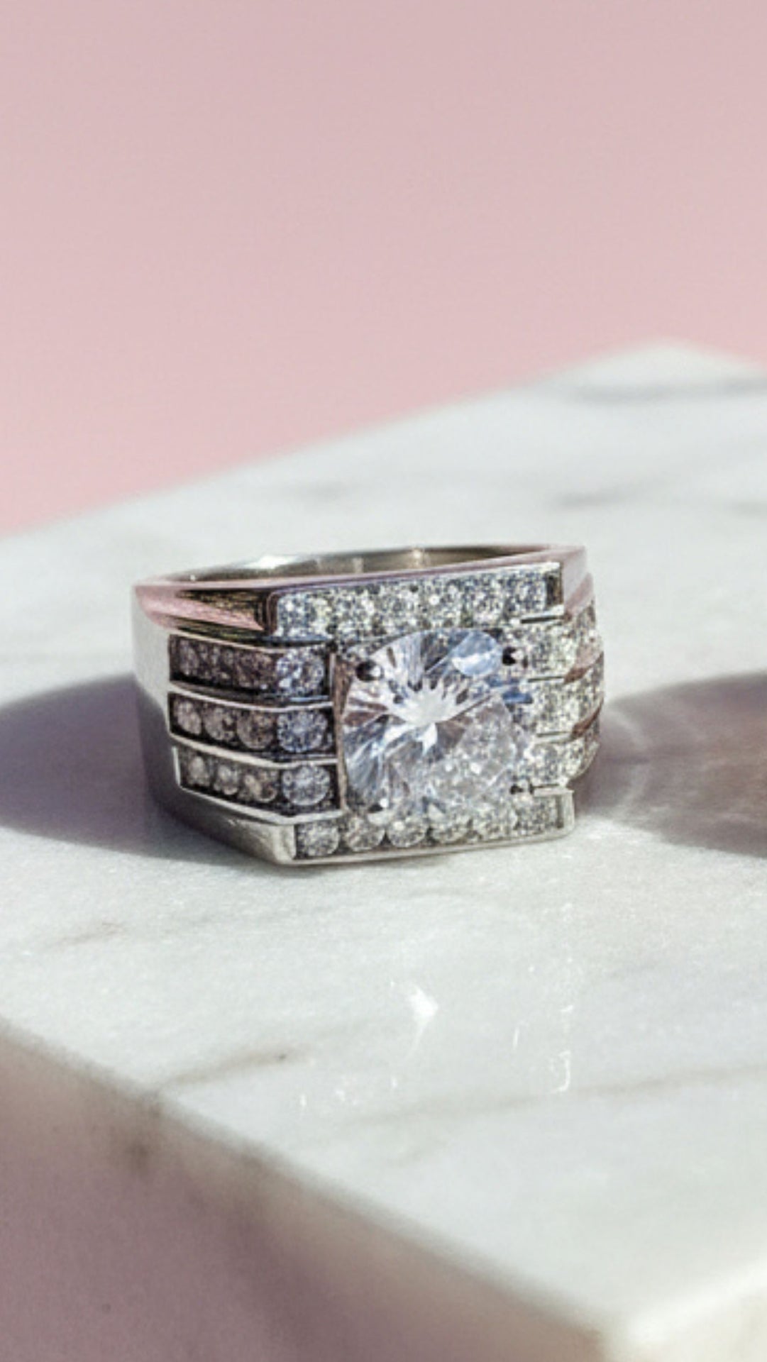 Men's Round Cut Crystal Box Set of 12 Rings