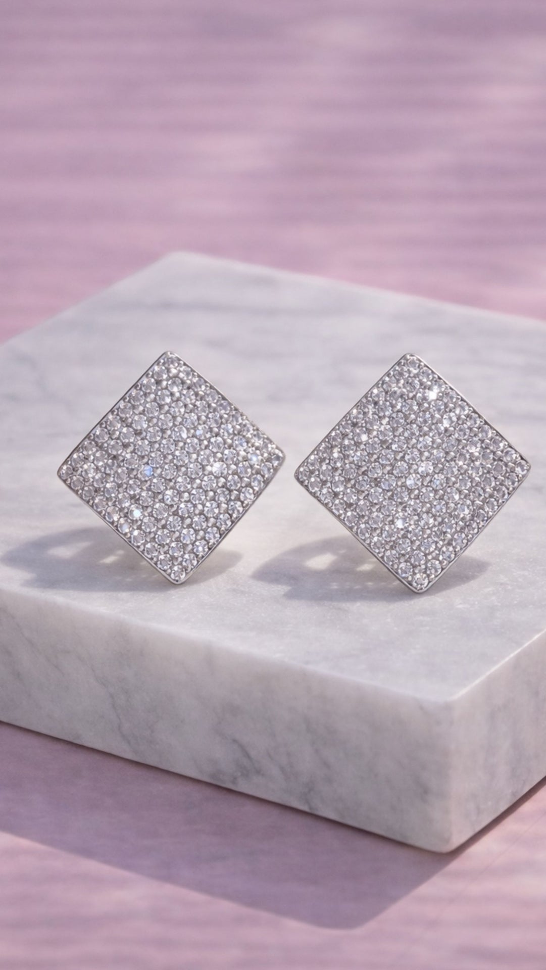 Curved Diamond Crystal Pavé Stud Earrings