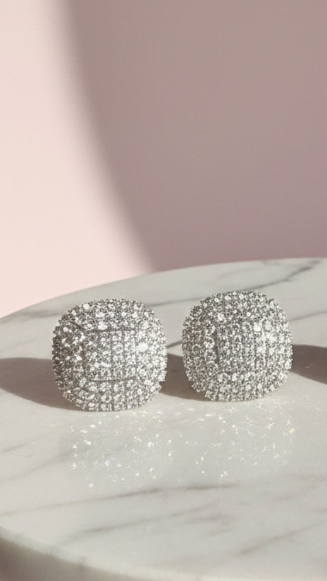 Curved Square Crystal Stud Earrings