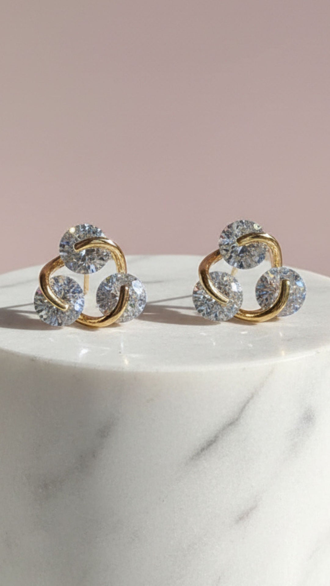 Tri Circular Crystal Stud Earrings