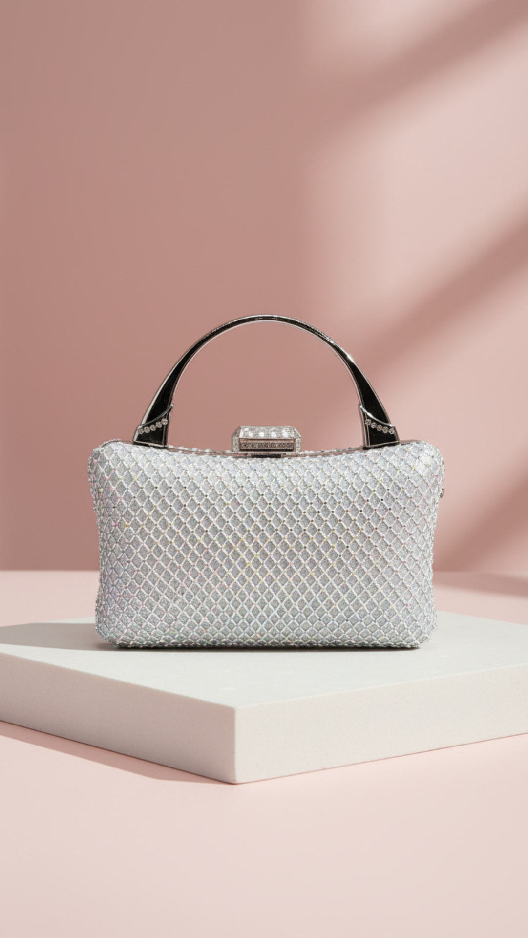 Crystal Mesh Embellished Box Crystal Clutch bag