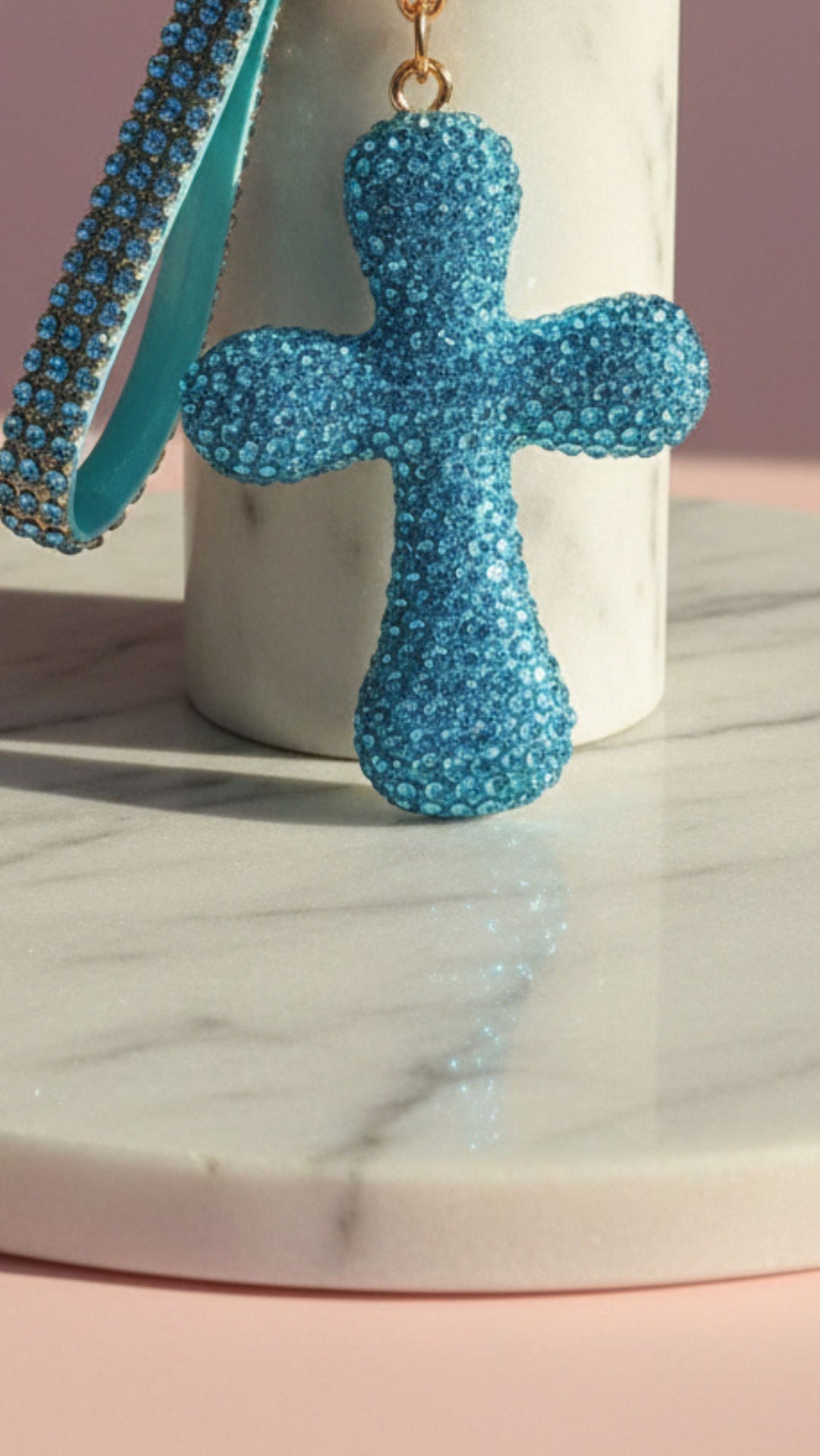 Bubble Cross Crystal Key Ring & Bag Charm