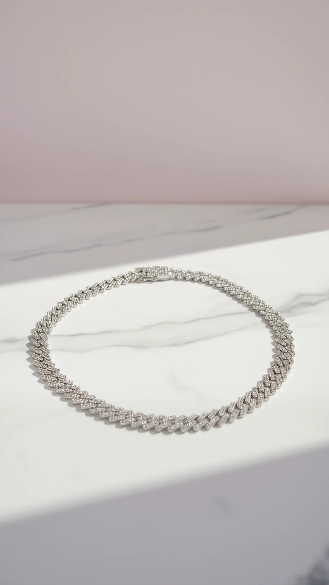 Stainless Steel Crystal Link Chain Necklace