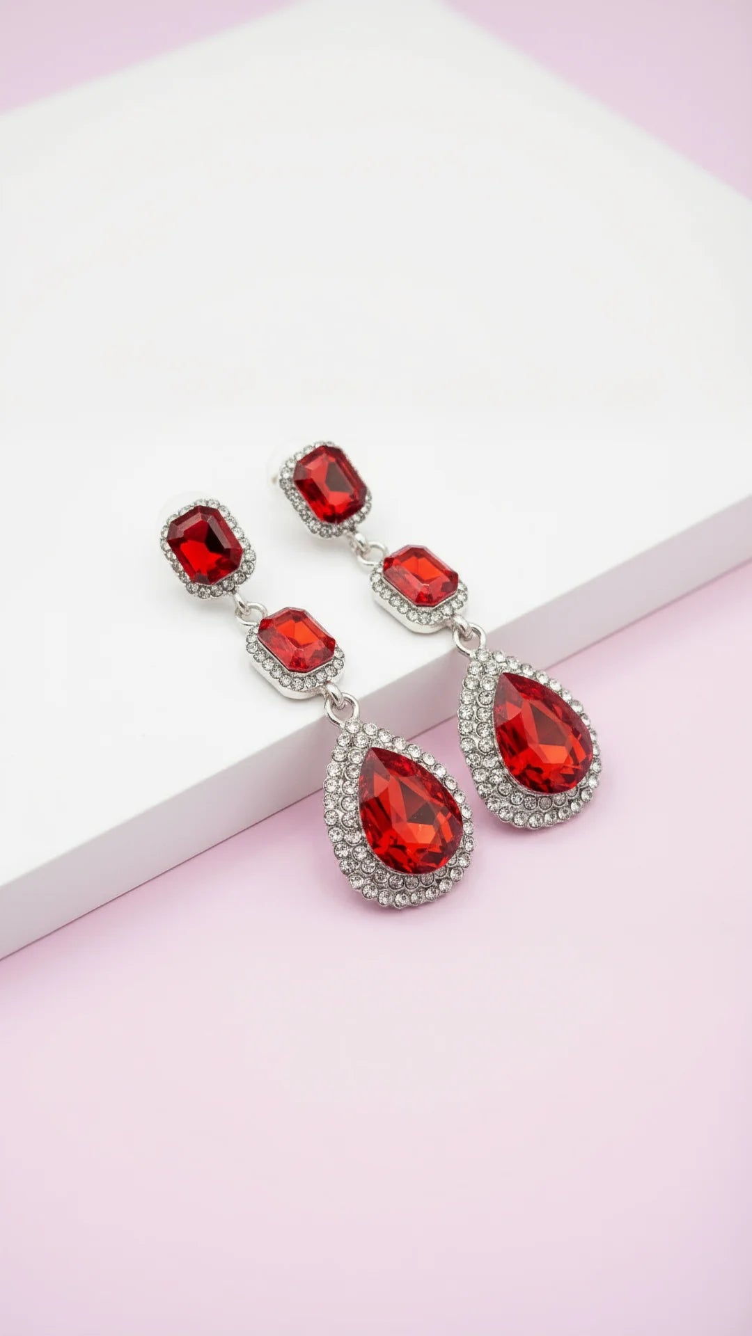 Red Crystal Drop & Dangle Earrings