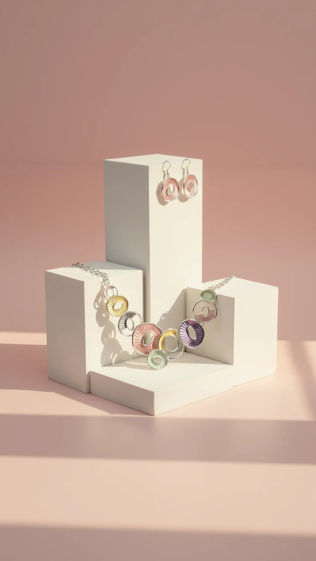 Abstract Oval Necklace & Earrings Set