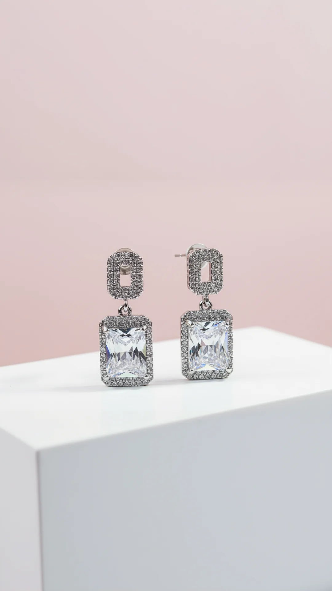 Square Crystal Dangle & Drop Earrings
