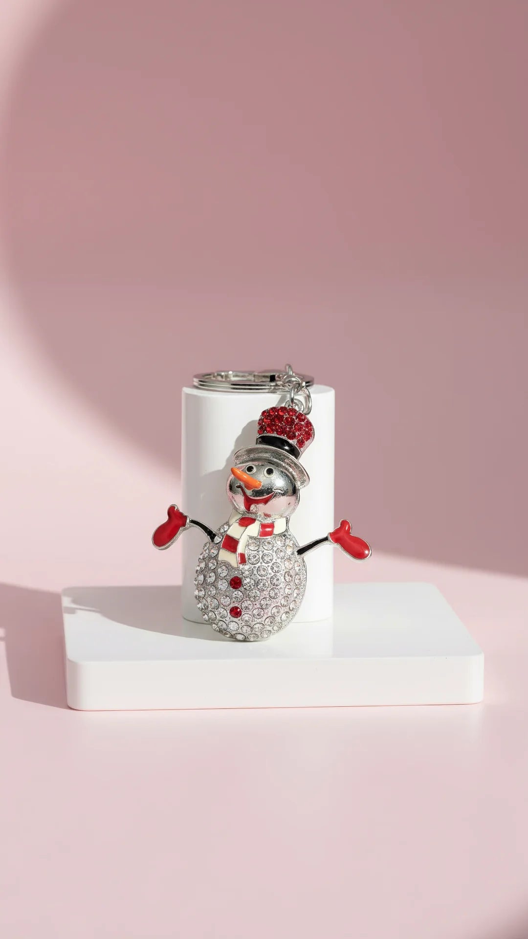 Top Hat Snowman Crystal Keyring & Bag Charm