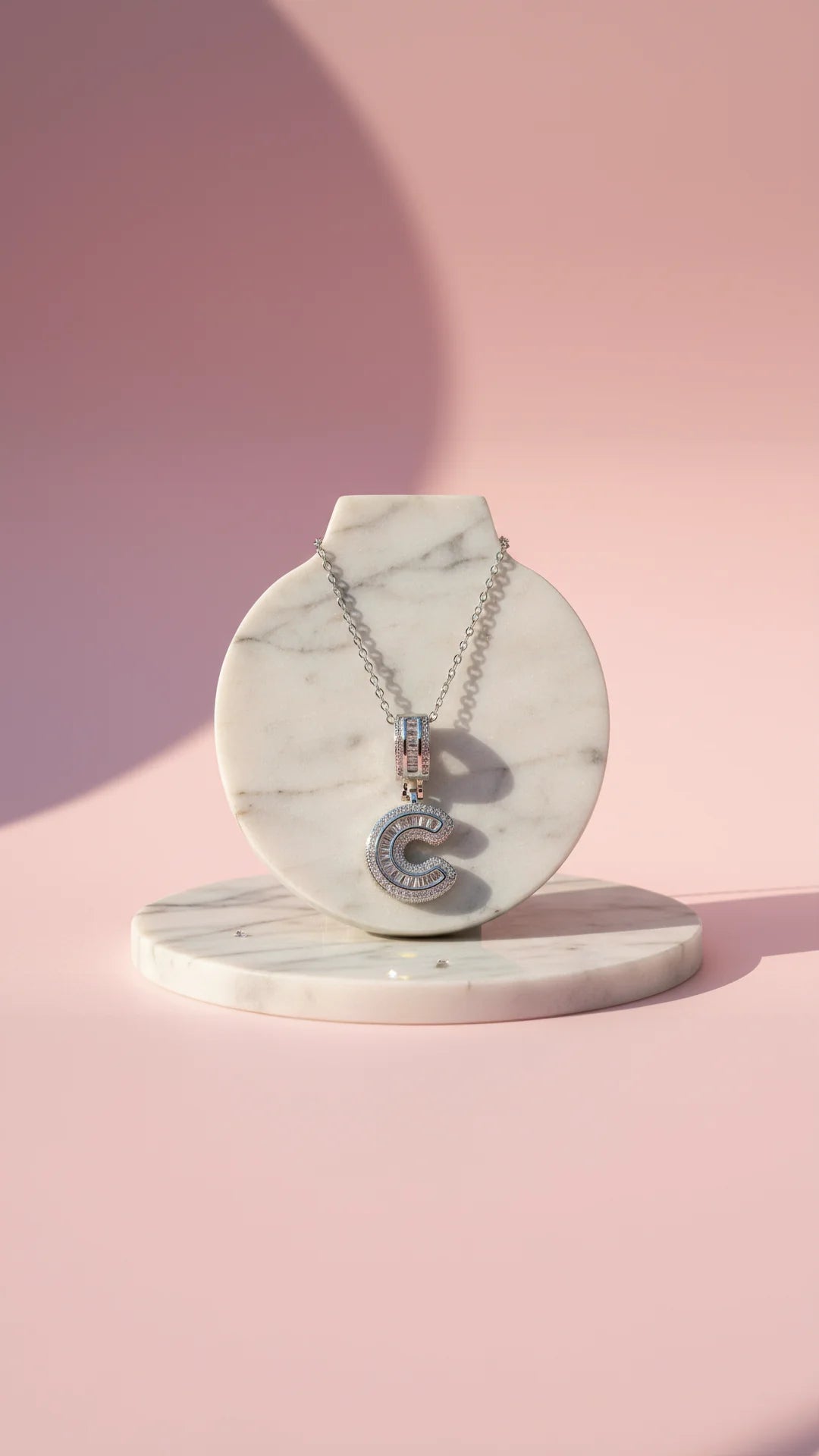 Initial Letter Pendant Crystal Necklace