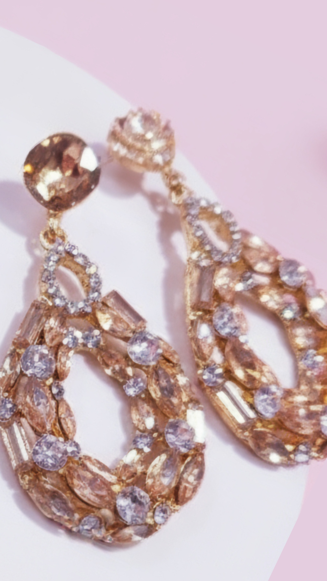 Oval Cut Out Crystal Drop & Dangle Earrings