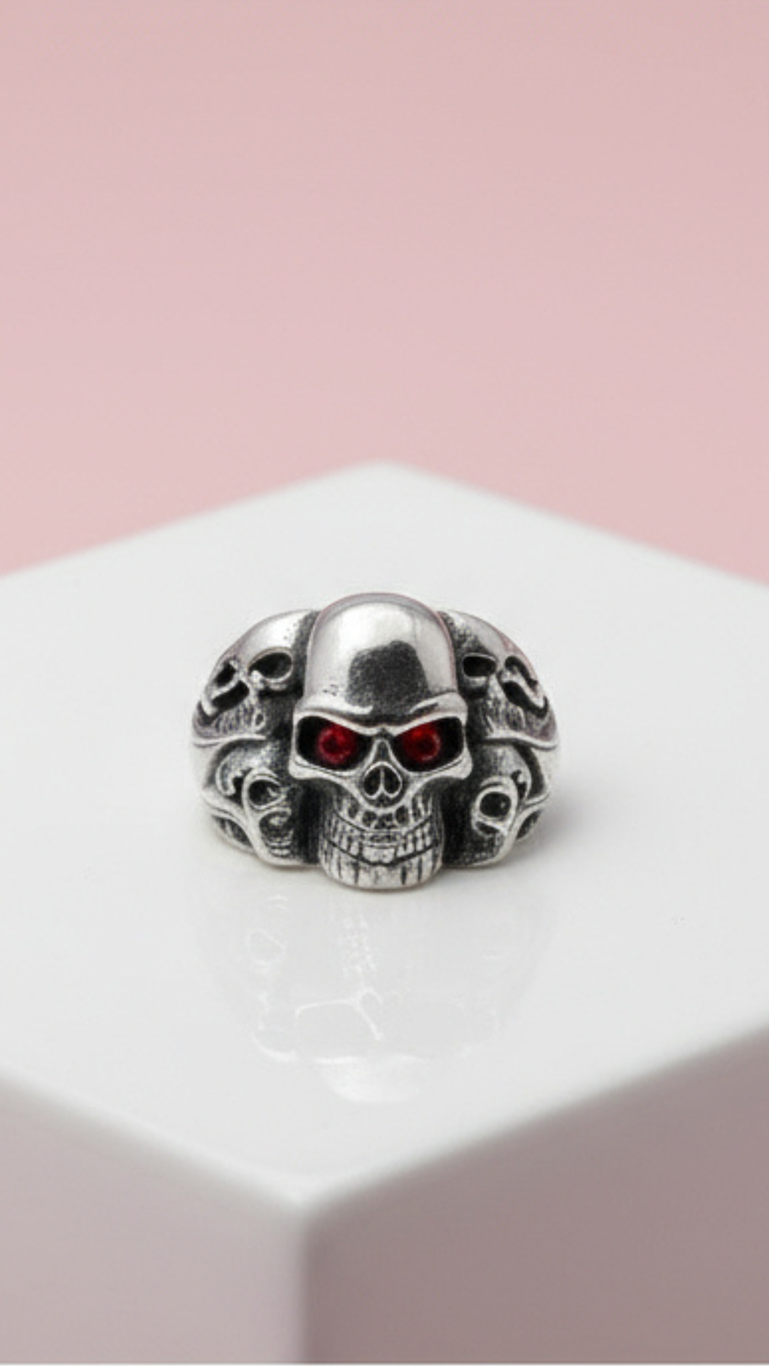 Stainless Steel Skulls Men's Biker Ring