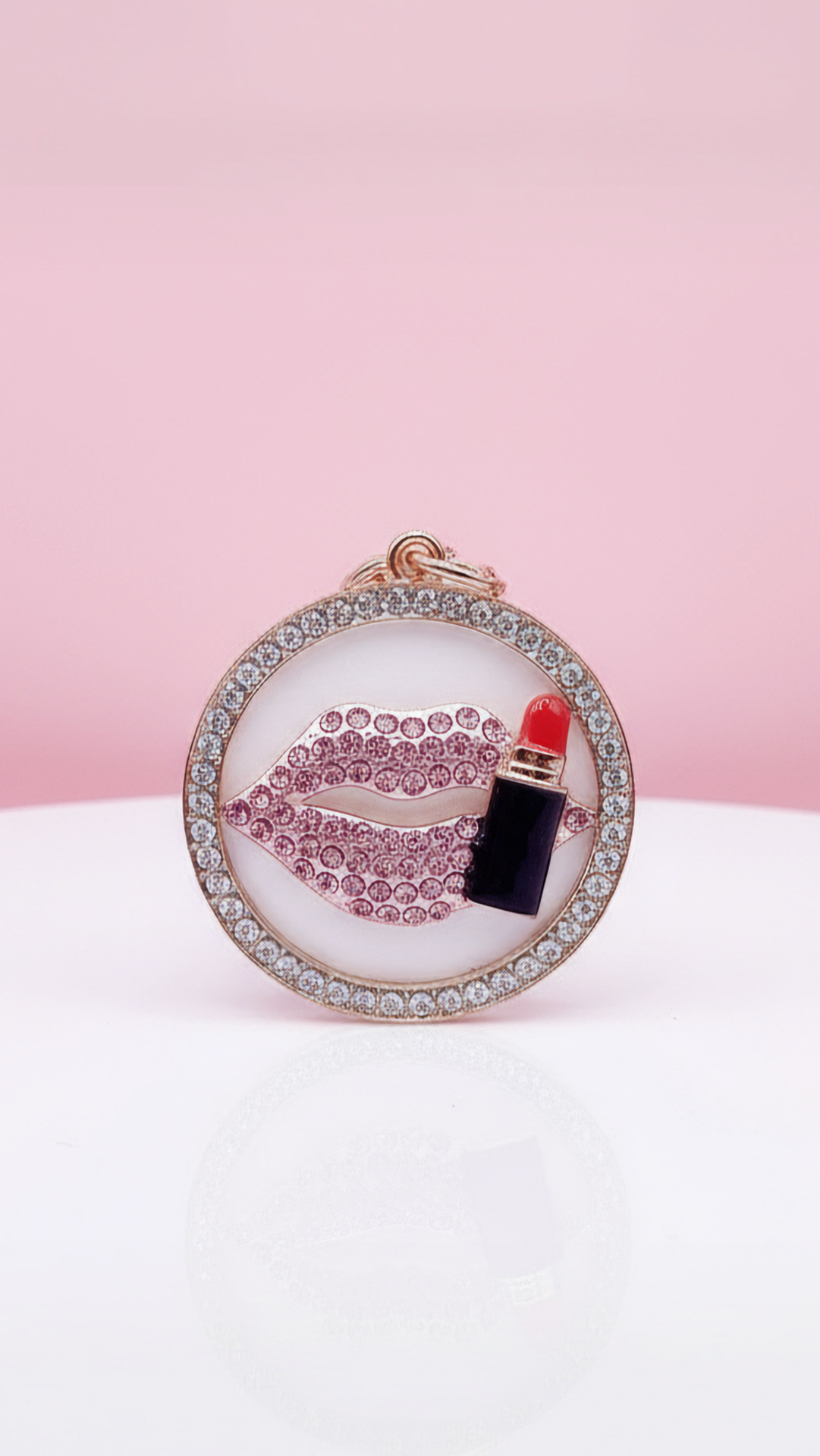 Lips With Lipstick Crystal Key Ring & Bag Charm