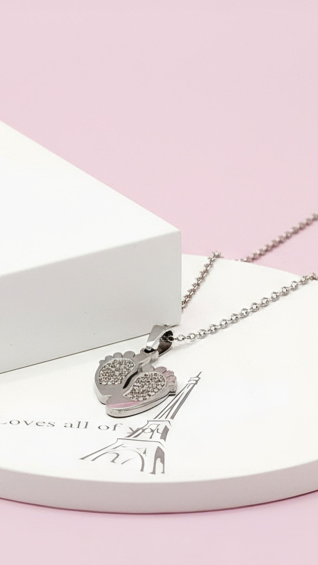 Pavé Crystal Baby Feet Pendant Necklace