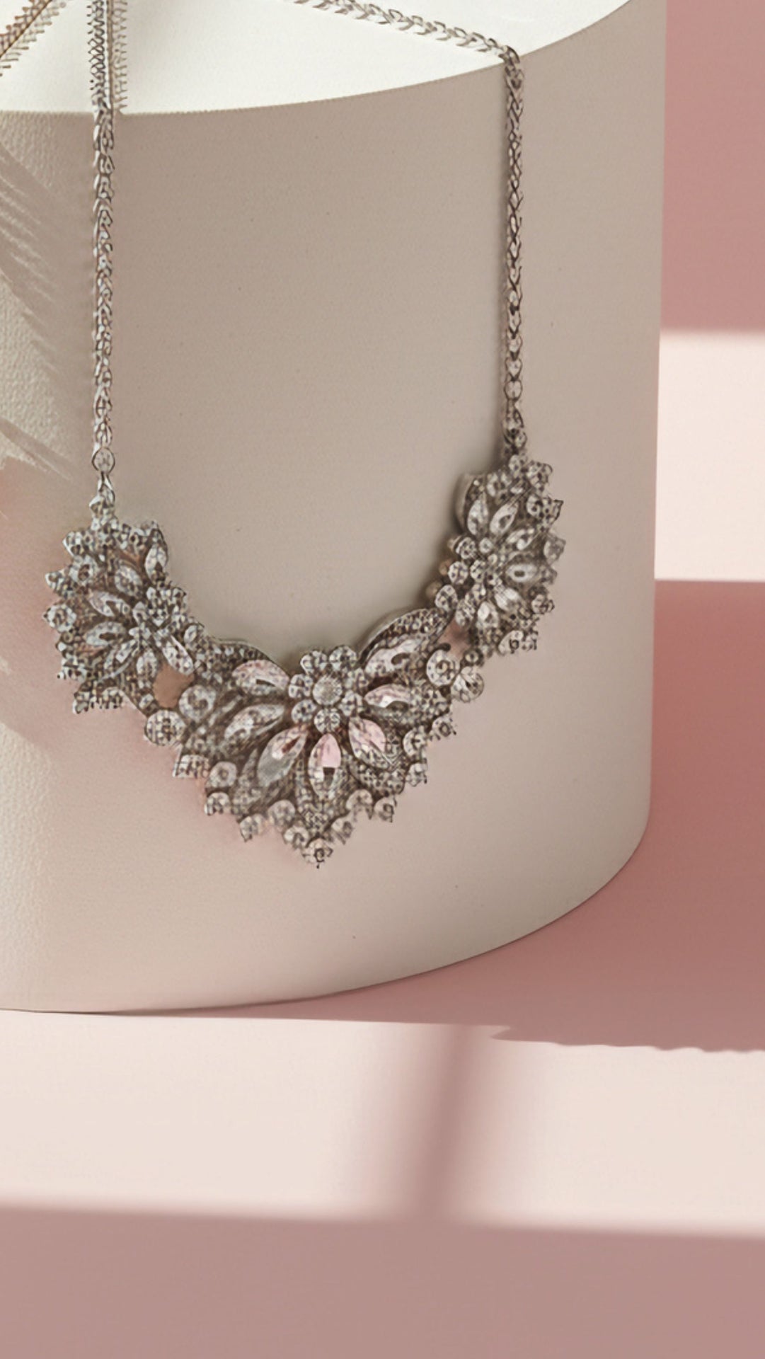 Floral Crystal Necklace & Earrings Set