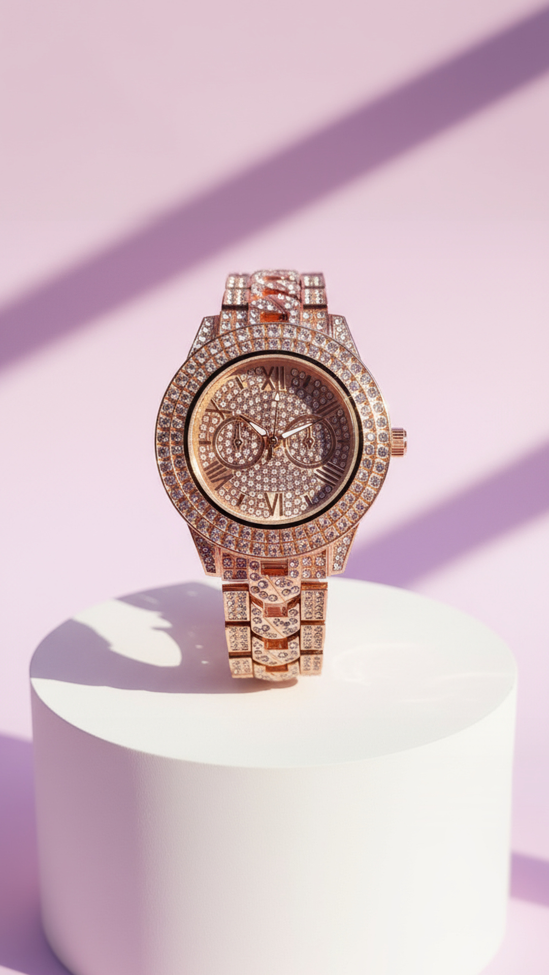 Luxe Crystal Bezel Round Face Watch