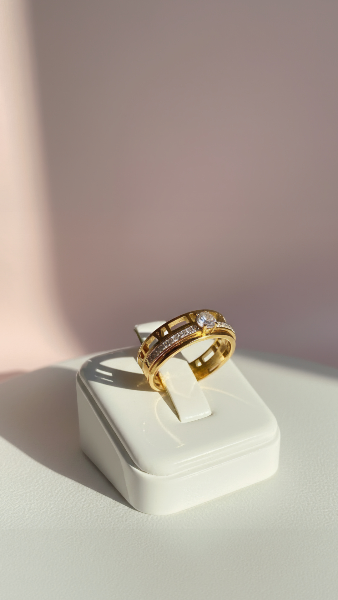 14k Gold Roman Numeral Crystal Stacking Rings Box set of 24