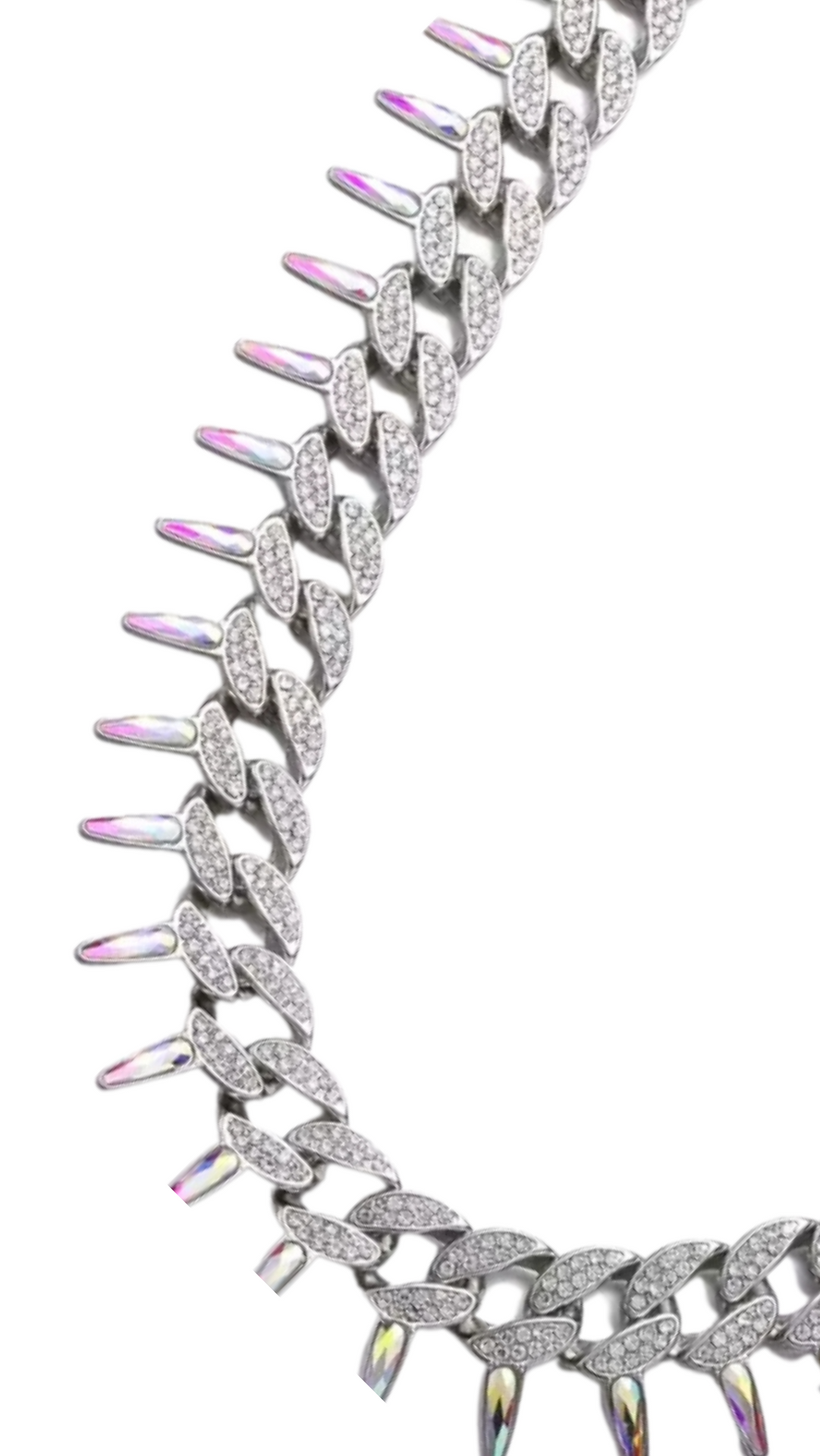 Stainless Steel Crystal Spike Chain
