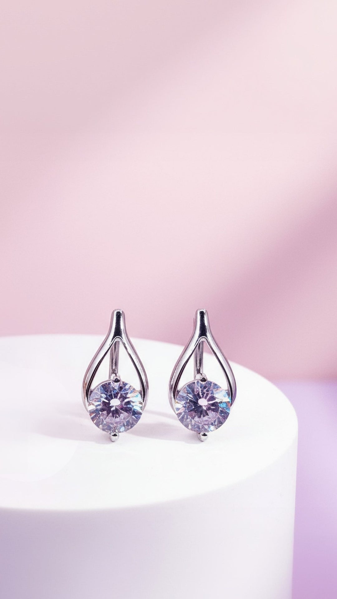 Round Crystal Stud Earrings